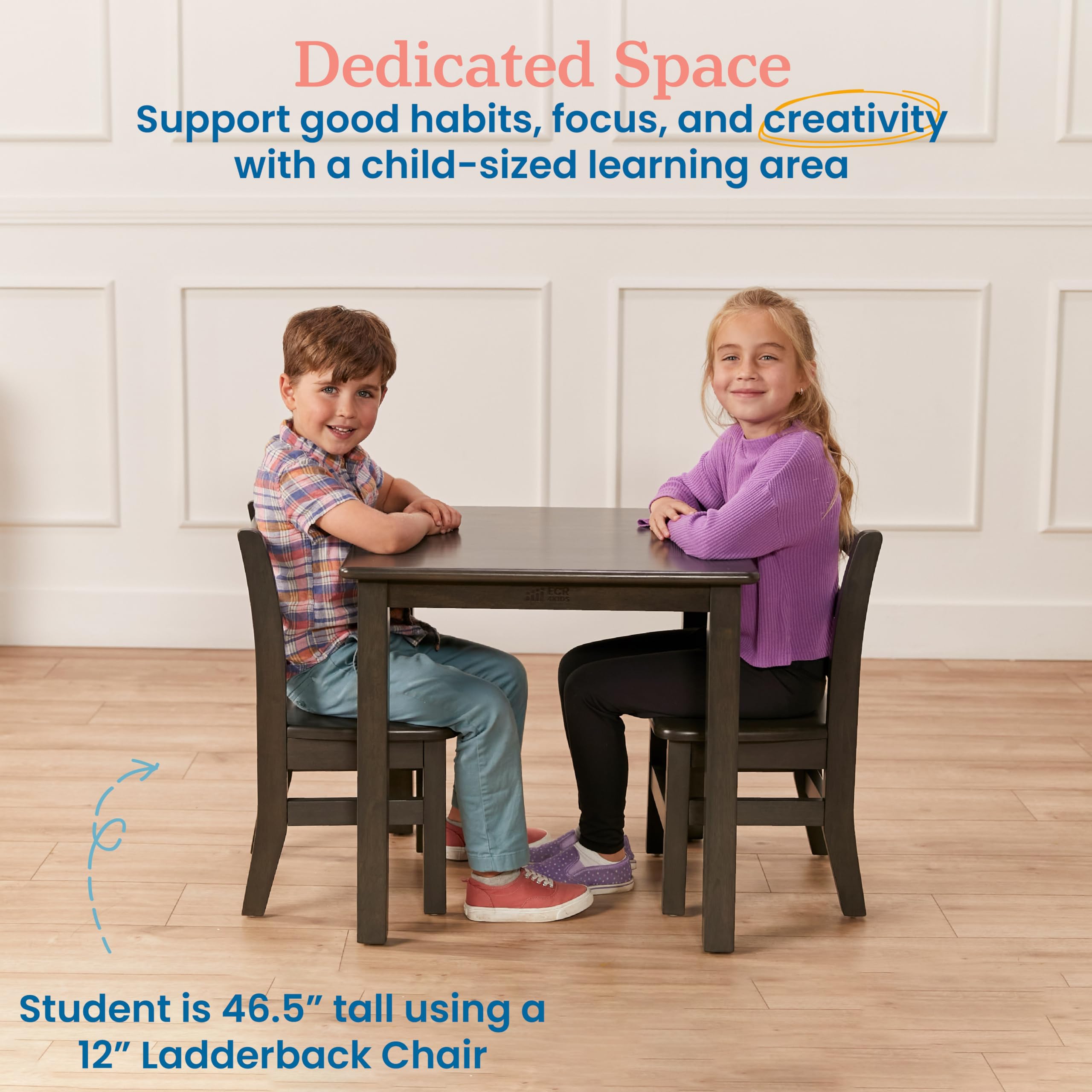 ECR4Kids 24-Inch Square Hardwood Table with 22-Inch Legs - Durable Kids Furniture in Grey Wash - Perfect for Classrooms, Playrooms & Home Learning Spaces