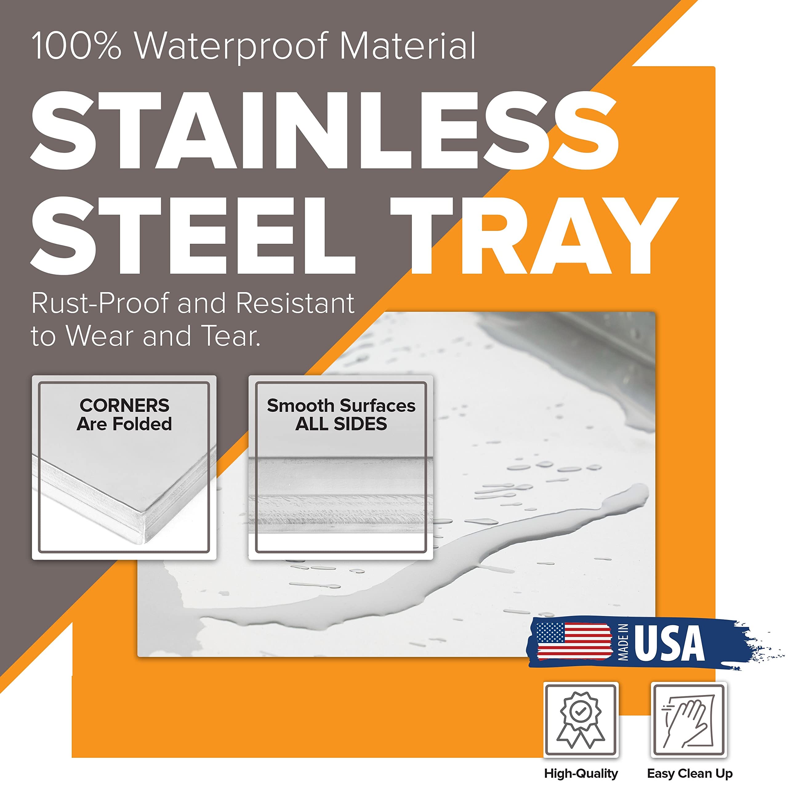 Premium Stainless Steel Dog Crate Tray Replacement Pan - 47