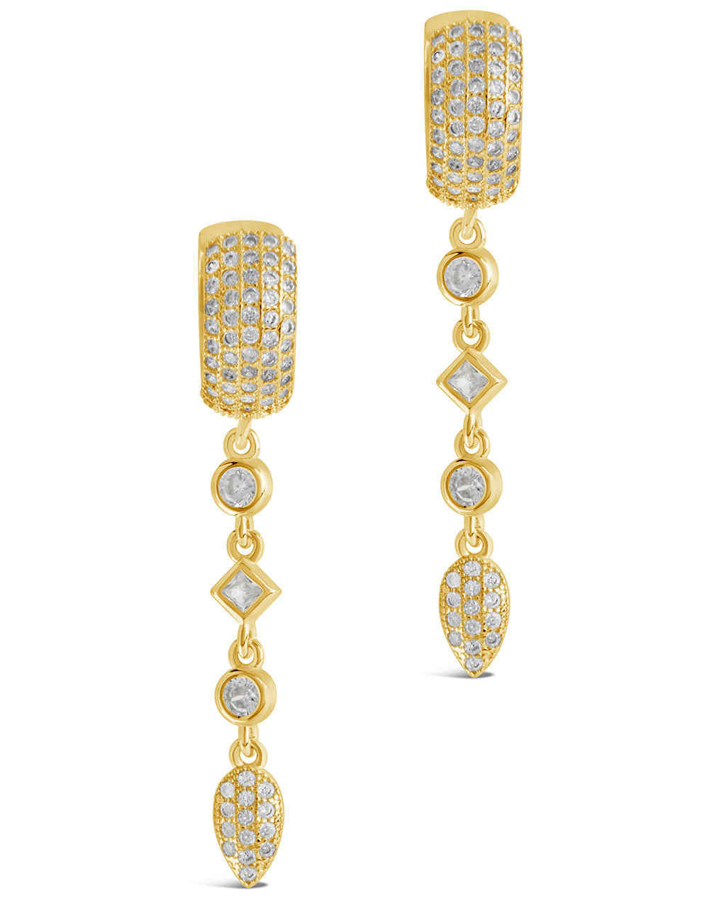 Malin CZ Drop Hoop Earrings - Sterling Silver Dangle Earrings for Women, Elegant Cubic Zirconia Jewelry Gift | Perfect for Parties, Weddings & Everyday Wear