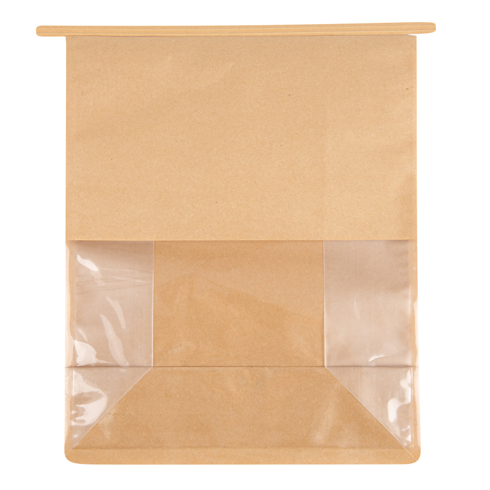 Premium Kraft Cotton Paper Tin Tie Bags with Clear Window - 8.75