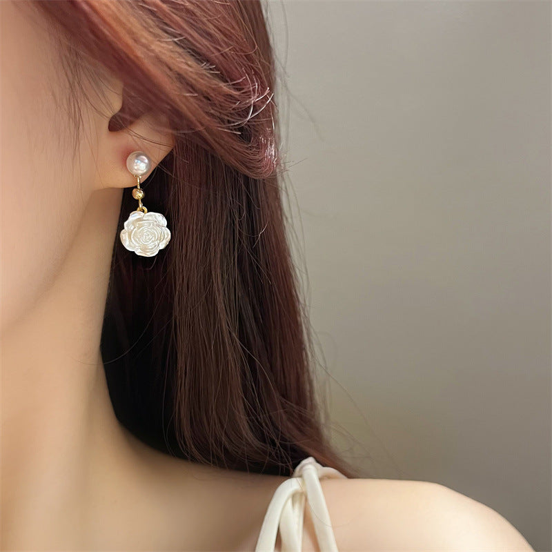 Elegant Flower Pearl Drop Earrings for Women | HE9097 | Perfect for Weddings, Parties & Special Occasions