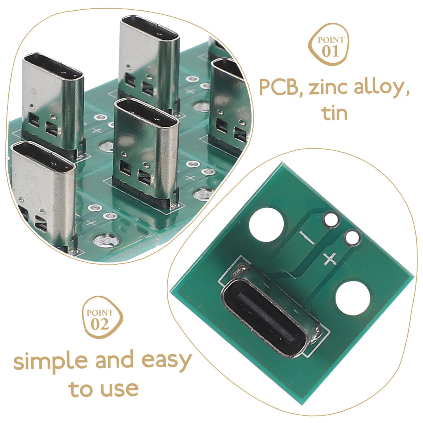 10pcs USB C Adapter PCB Converter - 6 Pin USB C Connector Receptacle Module for Fast Charging & Data Transfer | Compatible with Smartphones, Laptops & DIY Electronics Projects