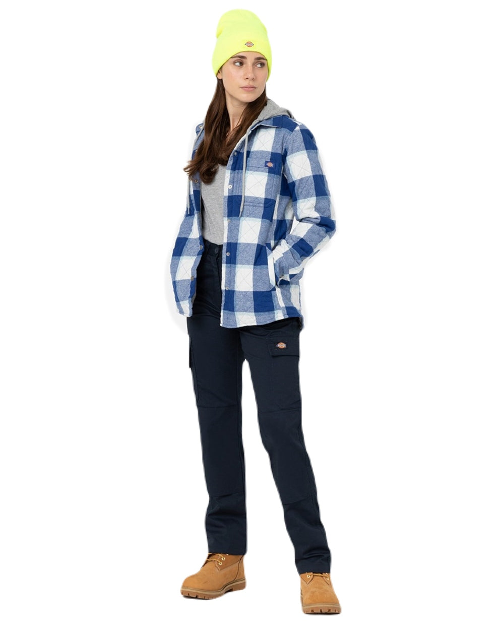 Dickies Women's Flannel Shirt Jacket - Soft Plaid Long Sleeve Button Down Shacket for Casual Wear & Outdoor Activities