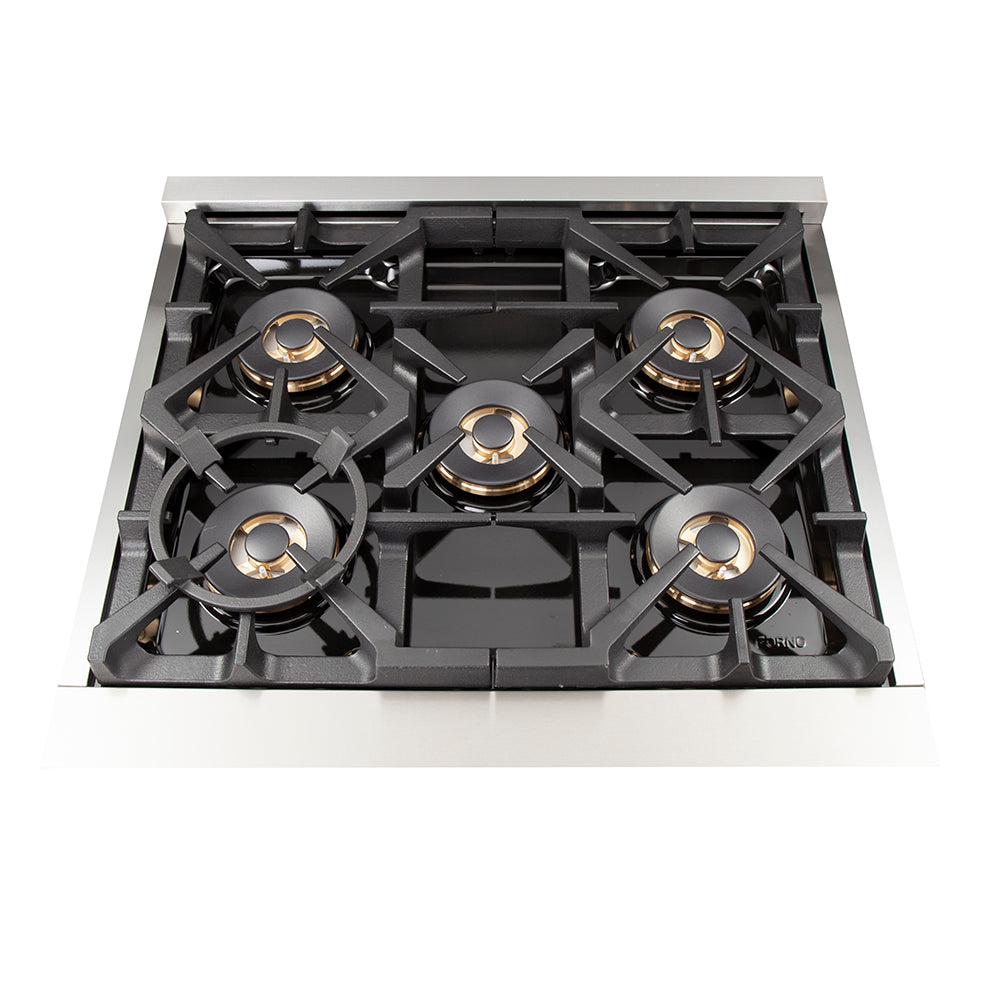 Forno Capriasca 30-inch 4.32 cu. ft. Professional Stainless Steel Gas Range with 4-Burner Stove & Gas Oven (Model FFSGS6260) - Perfect for Home Kitchens & Commercial Cooking