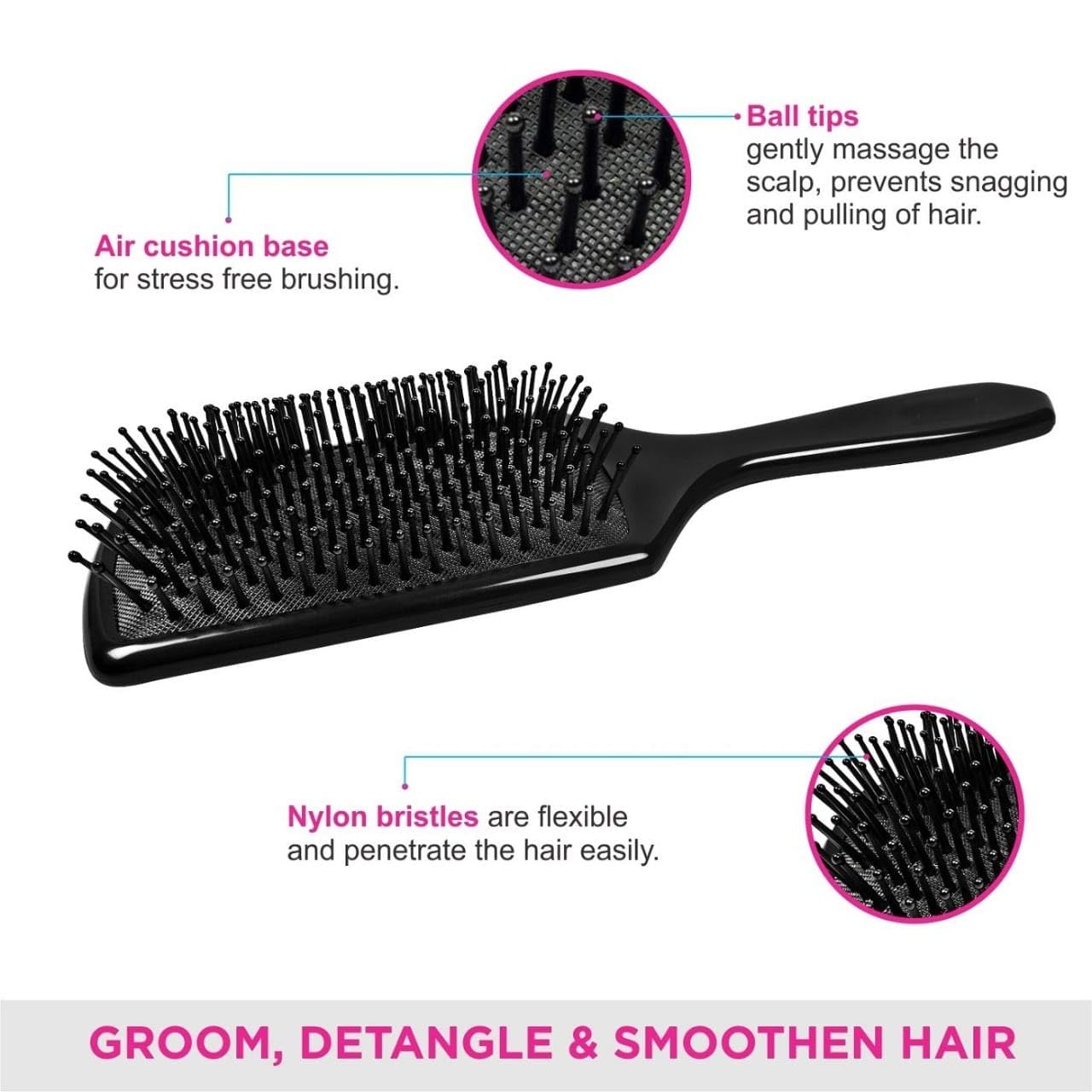 Premium Mini Paddle Hair Comb & Rolling Curling Brush Set - Smooth Detangling & Styling for Men & Women - Perfect for Travel, Home & Salon Use - Black (1-Pack)