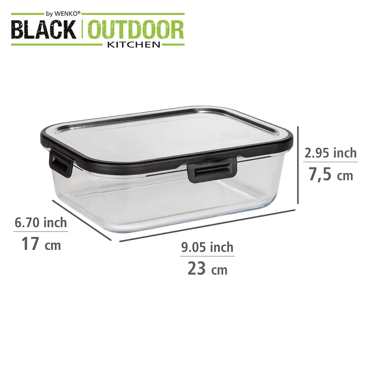 WENKO 1.5L Airtight Glass Food Storage Container with Stainless Steel Lid - Dishwasher Safe, Stackable & Leak-Proof (23 x 7.5 x 17 cm) - Perfect for Meal Prep, Leftovers & Pantry Organization