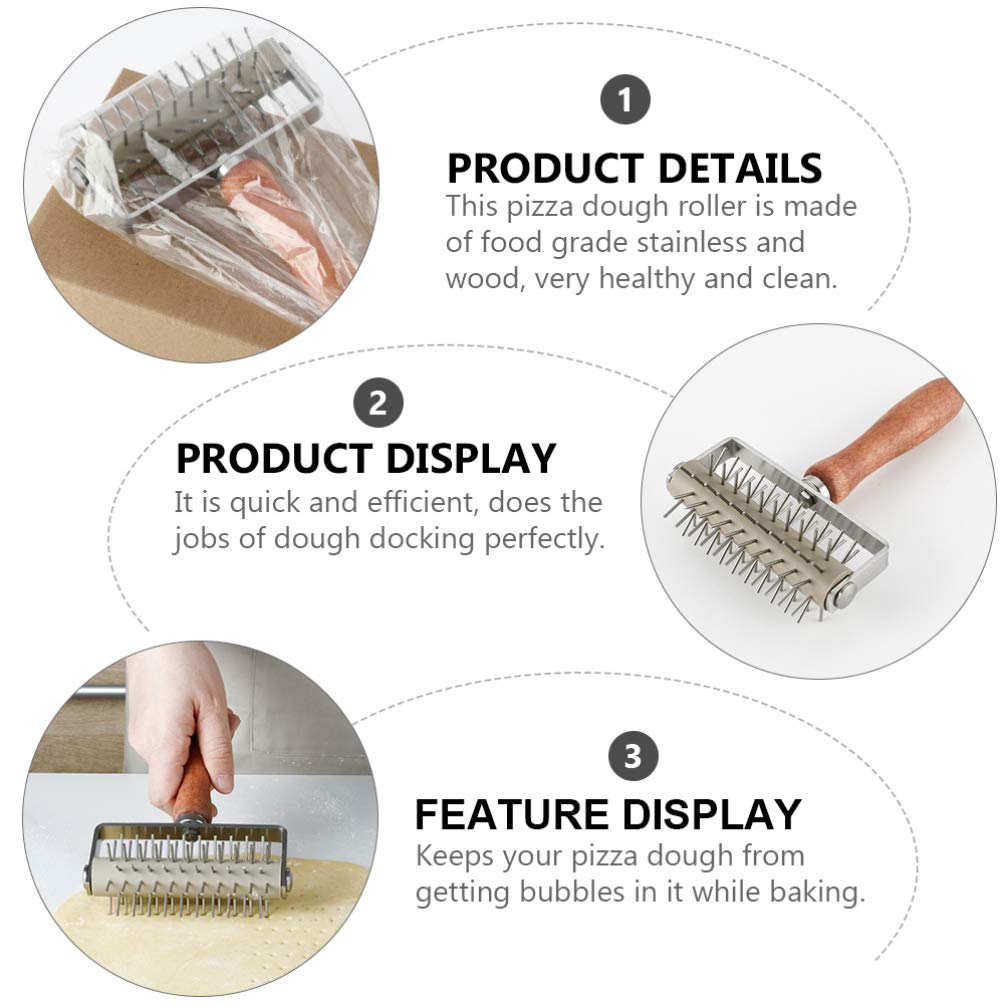 Stainless Steel Pizza Dough Docker Roller - Professional Pizza Hole Punch Tool with Wooden Handle for Perfectly Perforated Crust | Ideal for Homemade Pizza, Pastry, and Baking Enthusiasts