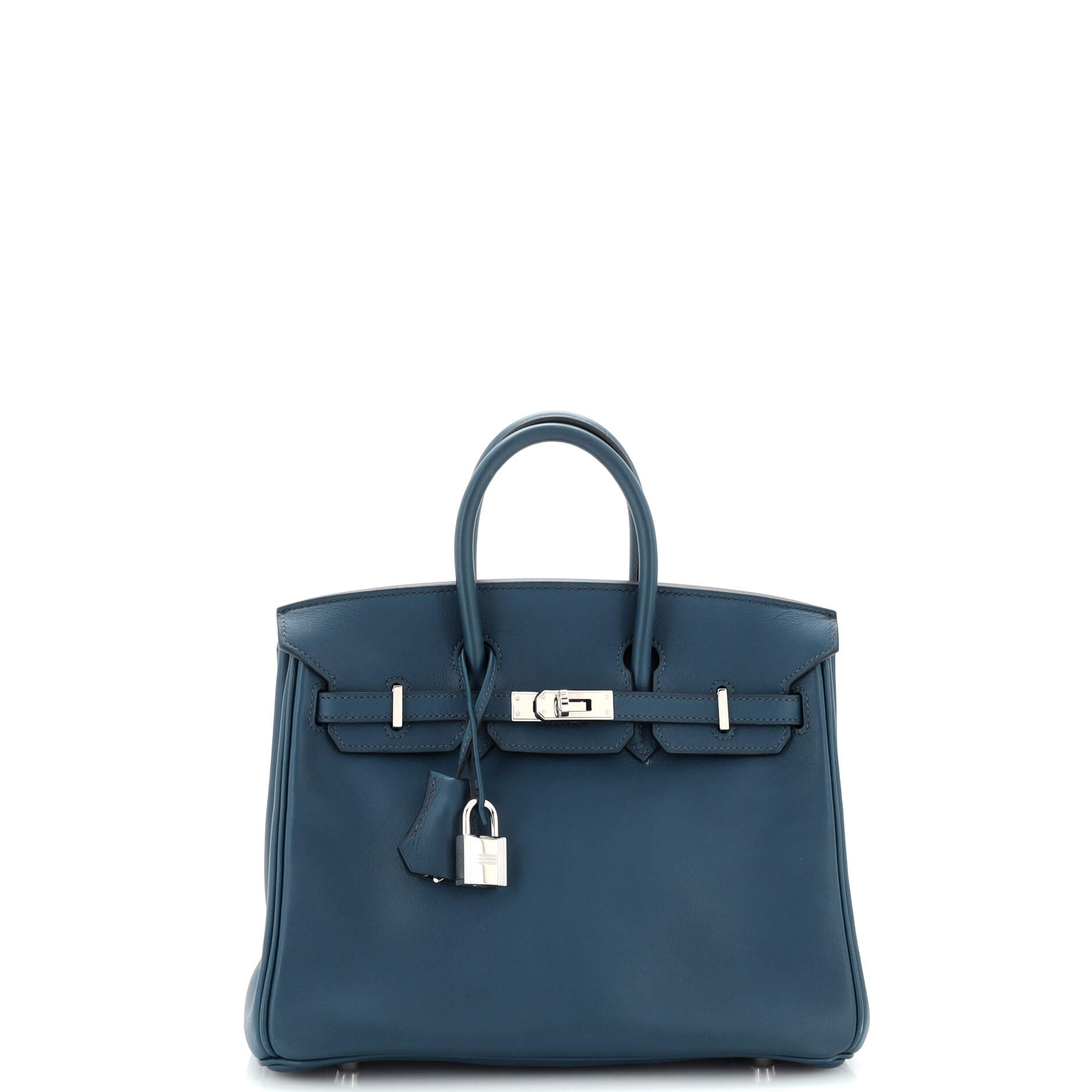 Birkin 25 Handbag in Bleu De Malte Swift Leather with Palladium Hardware | Luxury Designer Tote for Women | Perfect for Work, Travel & Special Occasions