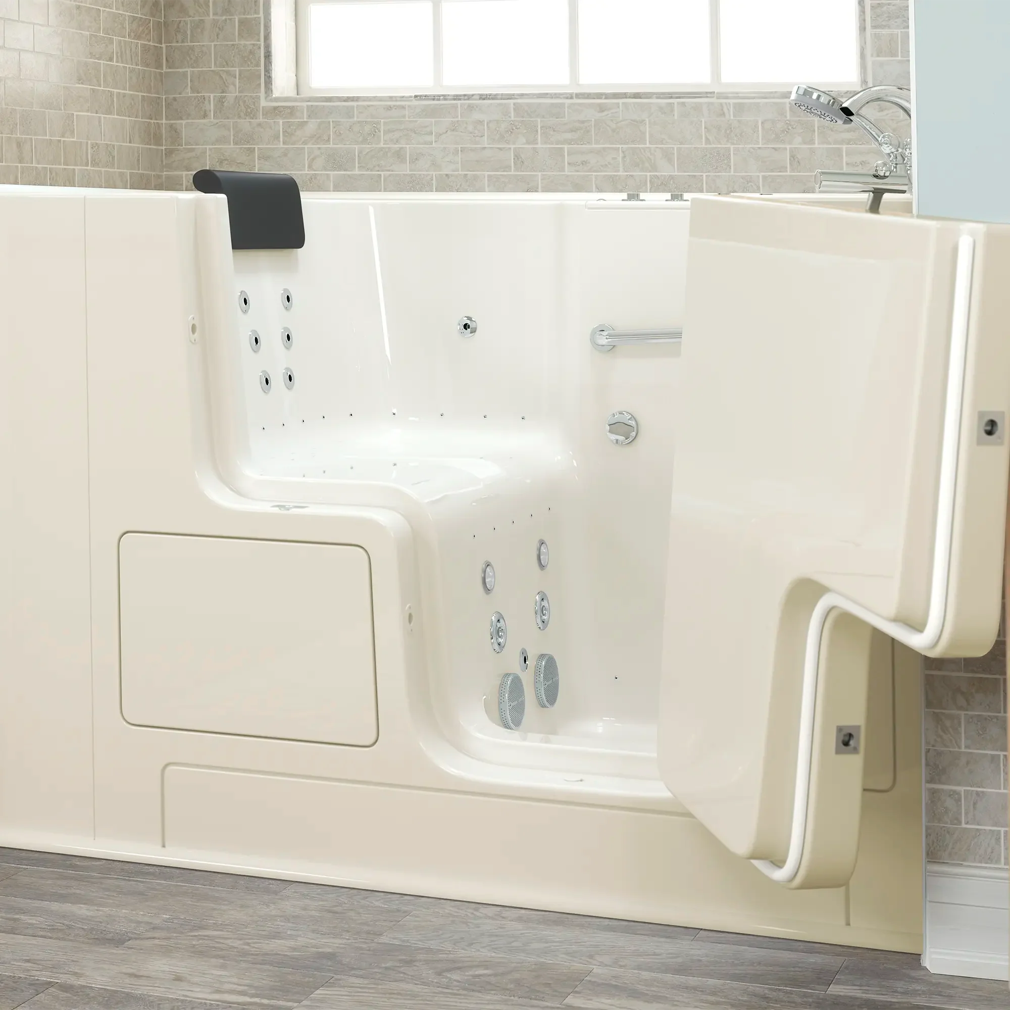 Premium 32 x 52 Inch Gelcoat Walk-In Bathtub with Air Spa & Whirlpool Systems - Right Hand Drain & Faucet - Ideal for Elderly & Mobility Support, Relaxing Hydrotherapy at Home