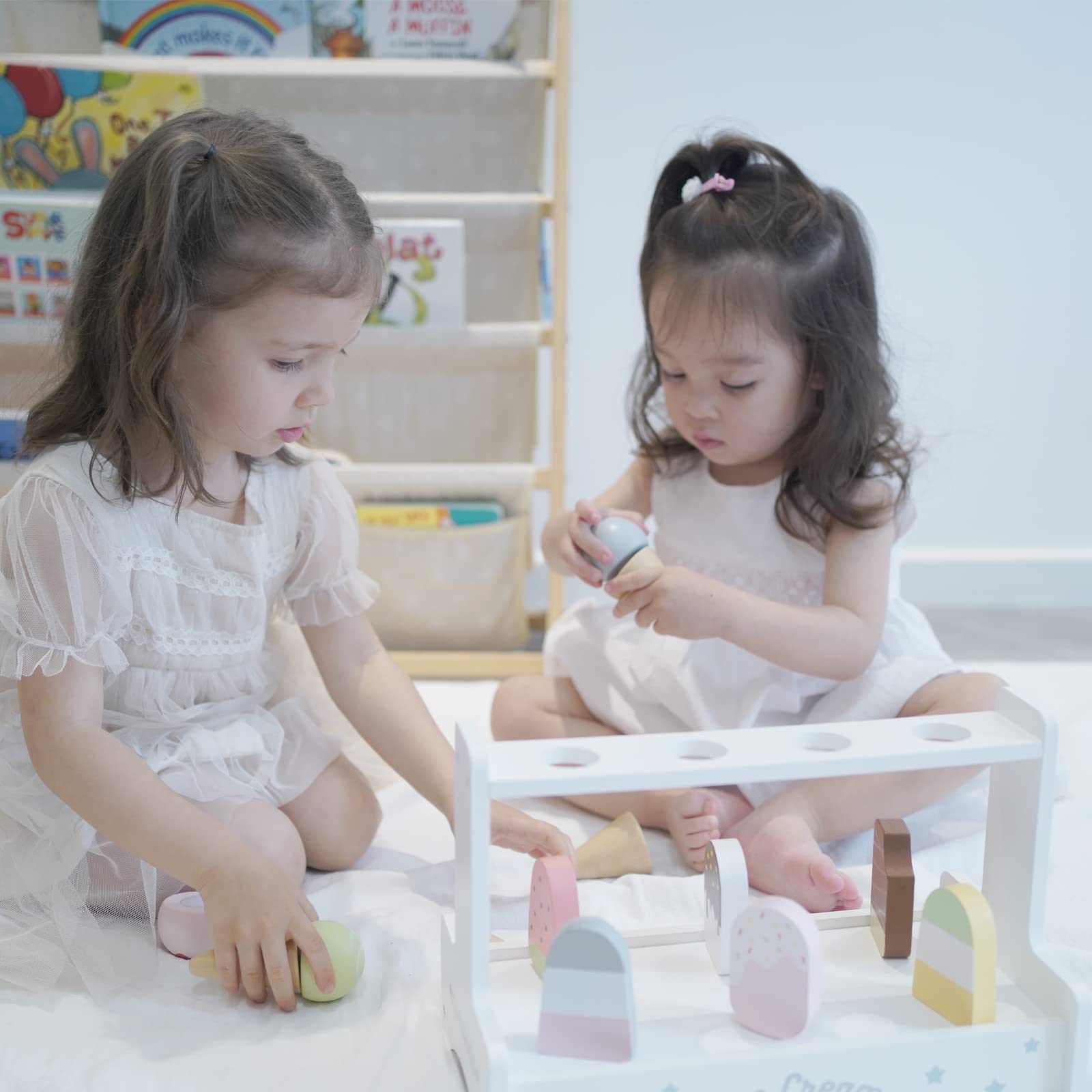 **Wooden Ice Cream Playset - 10-Piece Pretend Play Ice Cream Toys for Toddlers & Kids - Perfect for Imaginative Play, Birthday Gifts & Preschool Learning**