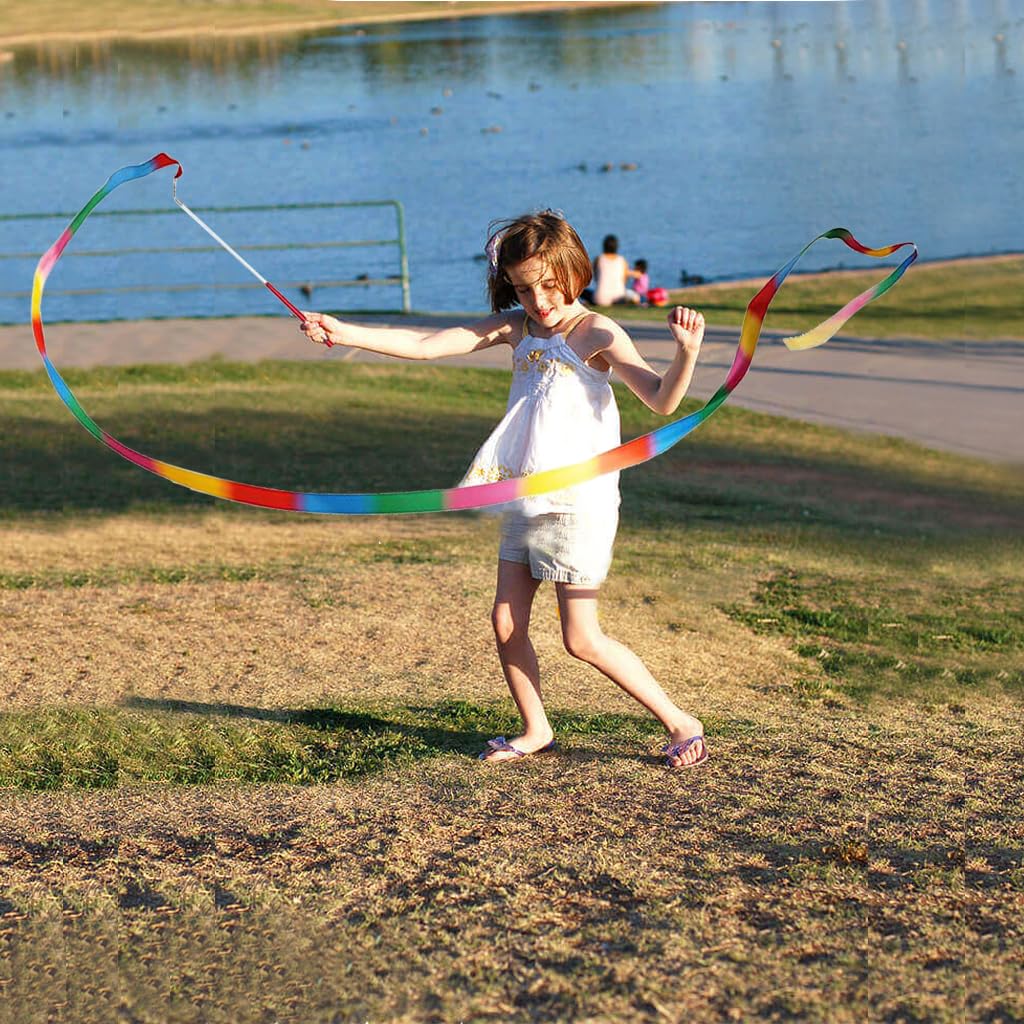 20 Pack Rainbow Ribbon Streamers for Kids & Adults - Colorful Dance Ribbon Wands for Gymnastics, Twirling, Birthday Parties, Parades & Celebrations - Perfect Party Favors & Goodie Bag Stuffers