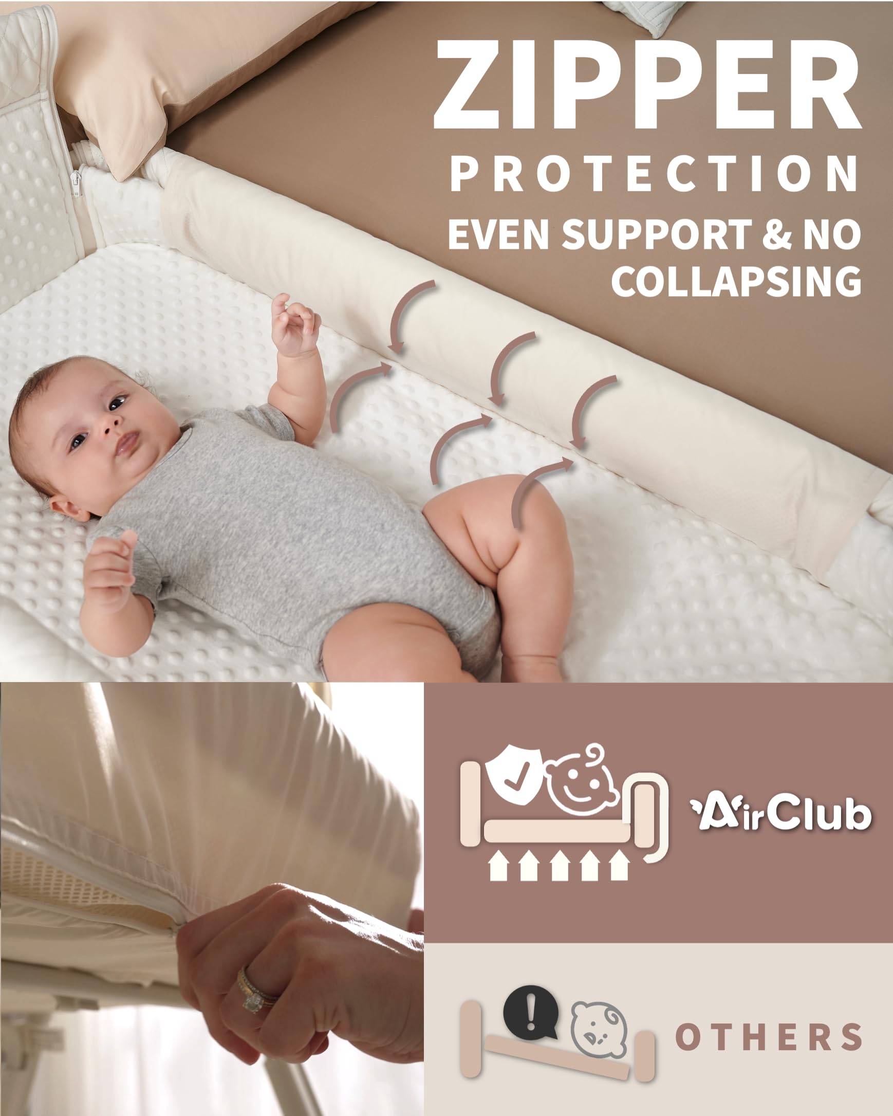 Portable Baby Bassinet Bedside Sleeper with Adjustable Height & Breathable Mesh - Safe Newborn Crib with Auto-Lock Wheels & Mattress - Perfect for Nursery, Bedroom Co-Sleeping & Overnight Care