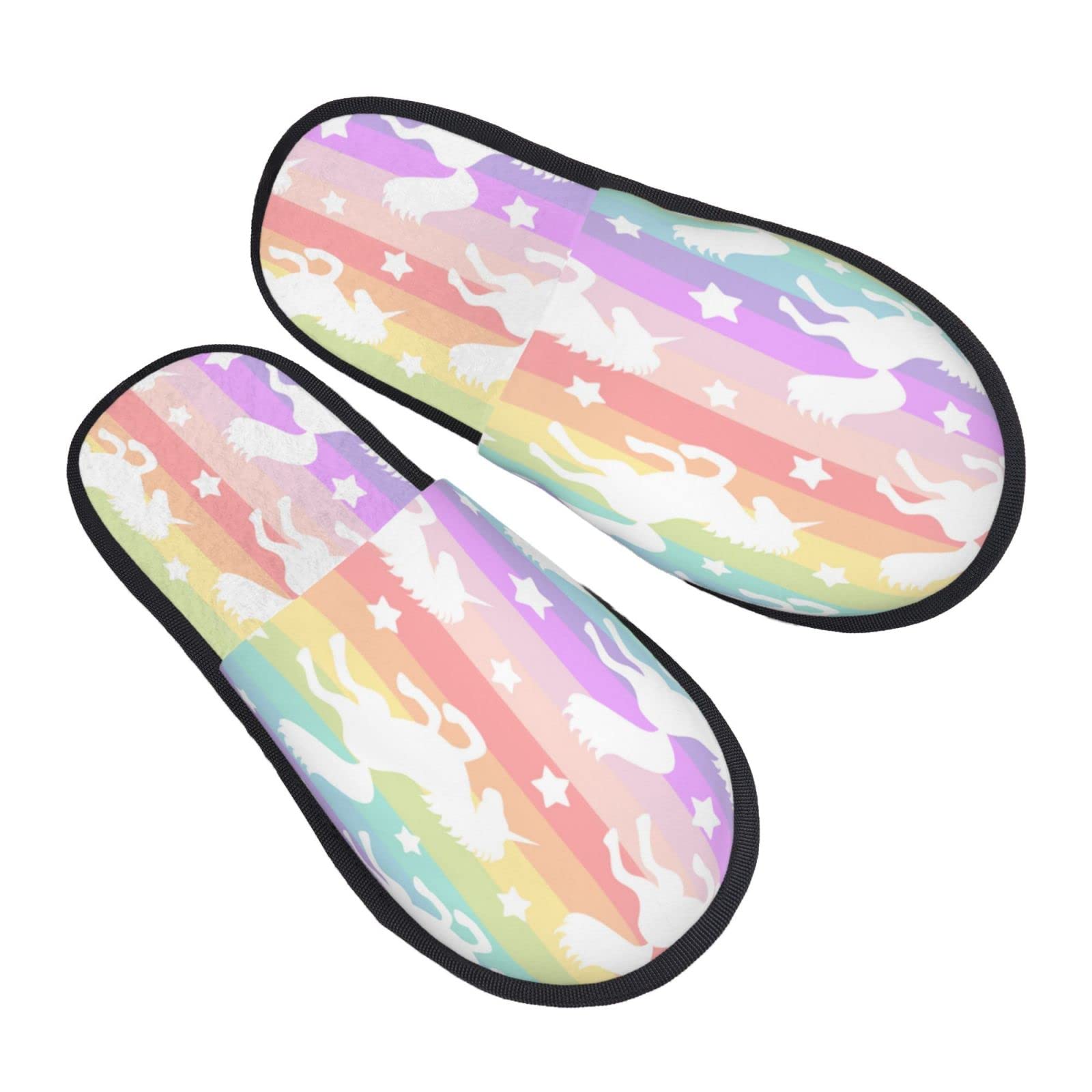 Women's Unicorn Rainbow Star House Slippers - Soft & Warm Indoor/Outdoor Slippers for Women & Girls - Perfect for Home, Lounge, Dorm & Winter Comfort