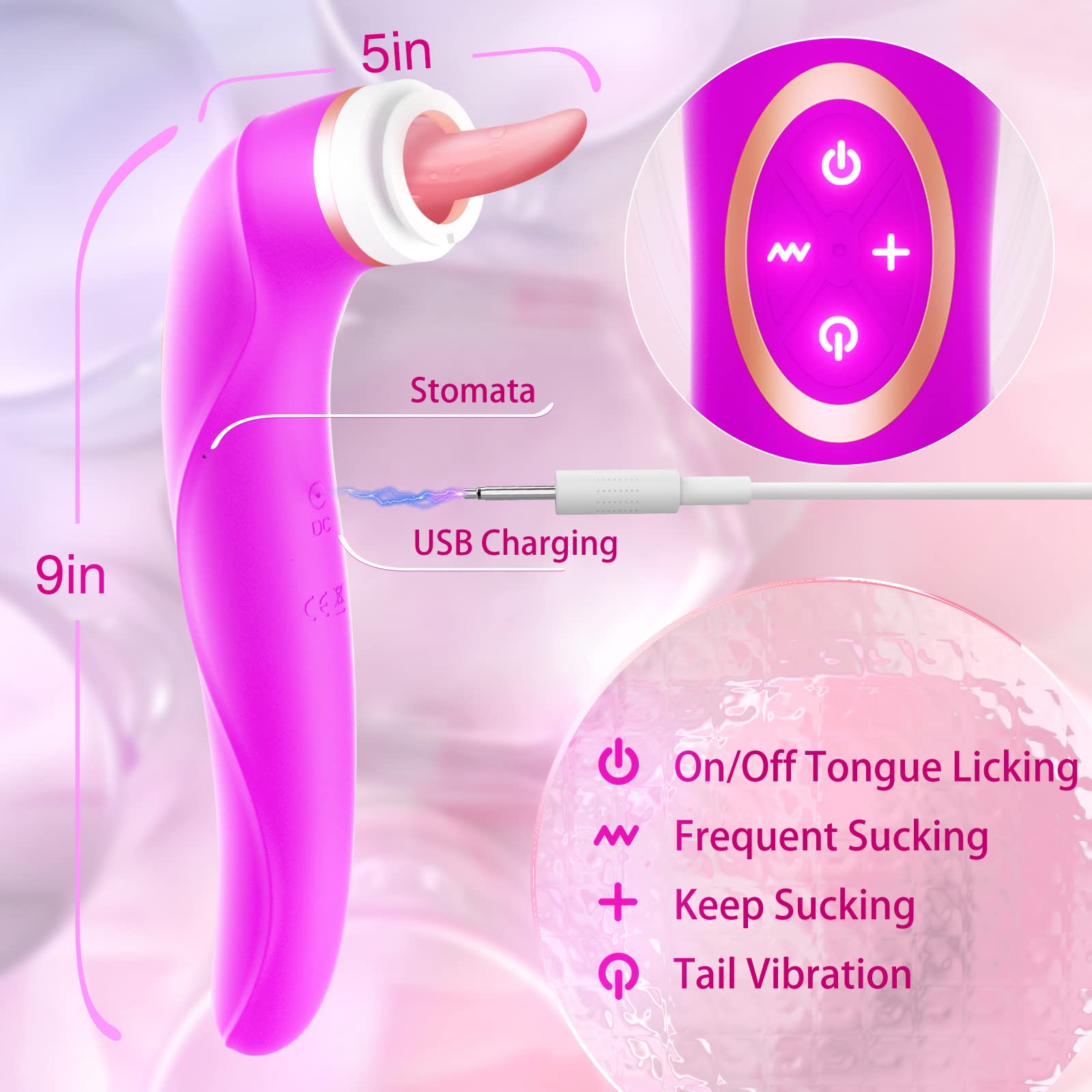 Premium Clitoral Sucking & Licking Vibrator - 8 Suction Modes, 10 Vibration & 5 Licking Modes - Rechargeable Waterproof G-Spot & Nipple Stimulator for Women - Perfect for Solo Play & Couples Intimacy