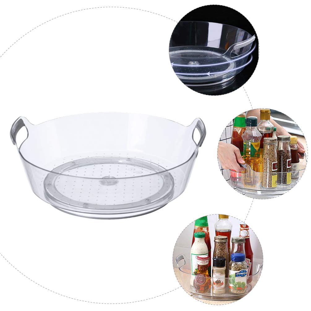 Hemoton 1-Piece Rotating Shelf - 360° Swivel Kitchen Turntable Organizer for Spices, Makeup & Bathroom Essentials | Space-Saving Cabinet Storage Tray for Vanity, Dressing Table & Countertop (Plastic) | Perfect for Pantry Organization, Cosmetic Display & Condiment Storage