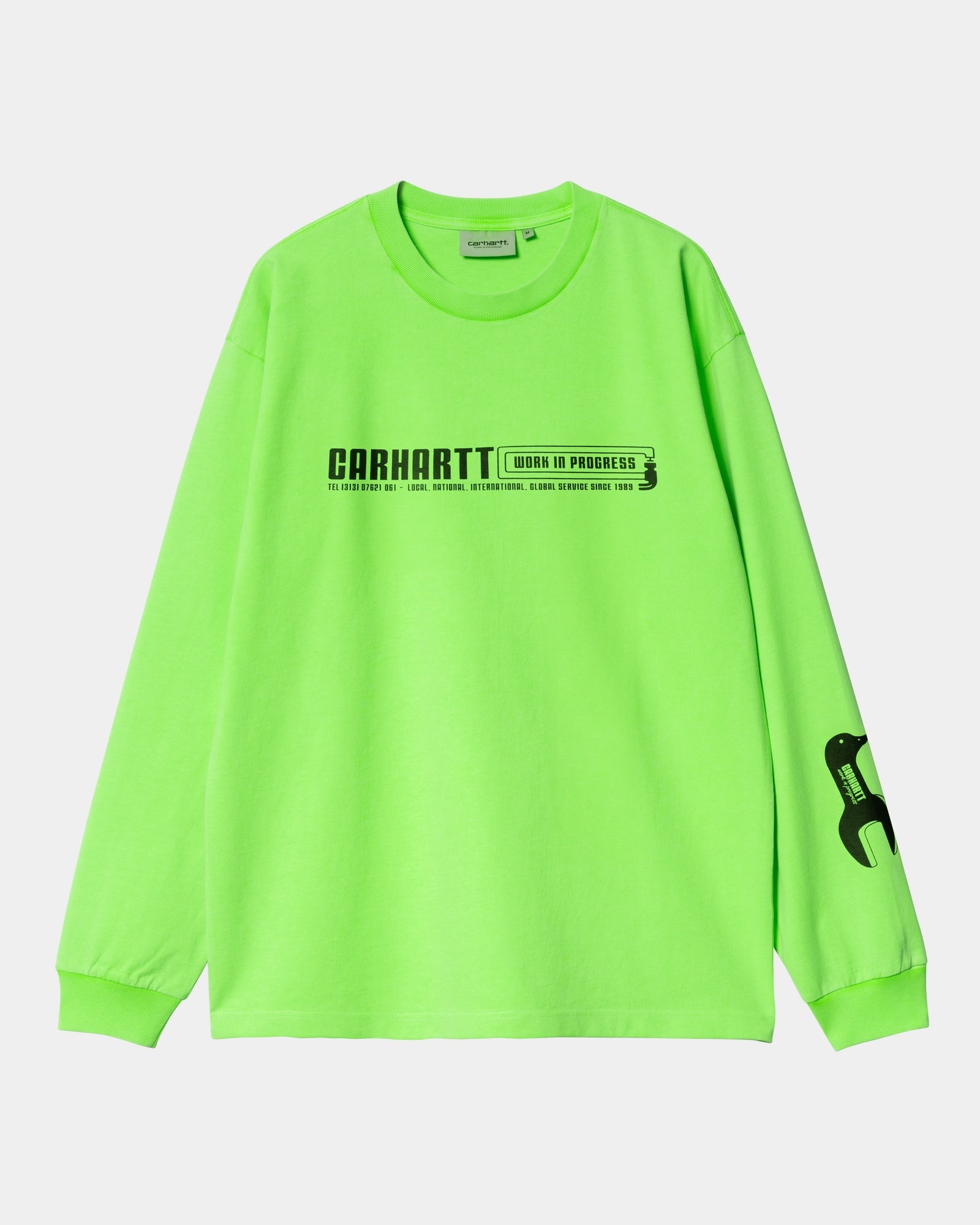 Premium Long Sleeve Industrial Work T-Shirt - Lumo Green & Black - Durable Workwear for Construction, Mechanics & Outdoor Labor