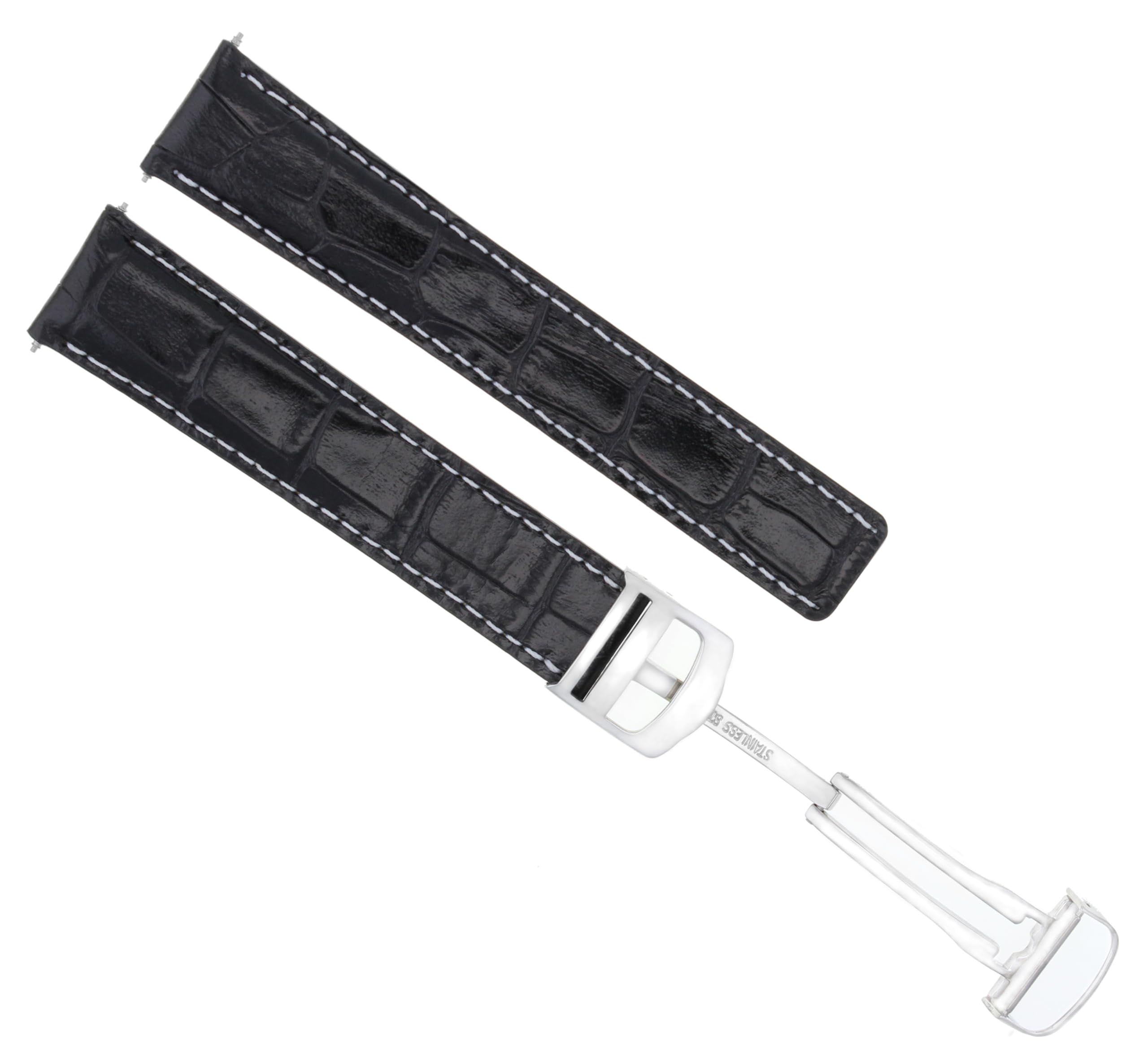 20mm Genuine Leather Watch Band Strap - Compatible with Cartier Tank Francaise (20/18mm) - Black Replacement Strap for Luxury Watches - Perfect for Business, Formal & Everyday Wear