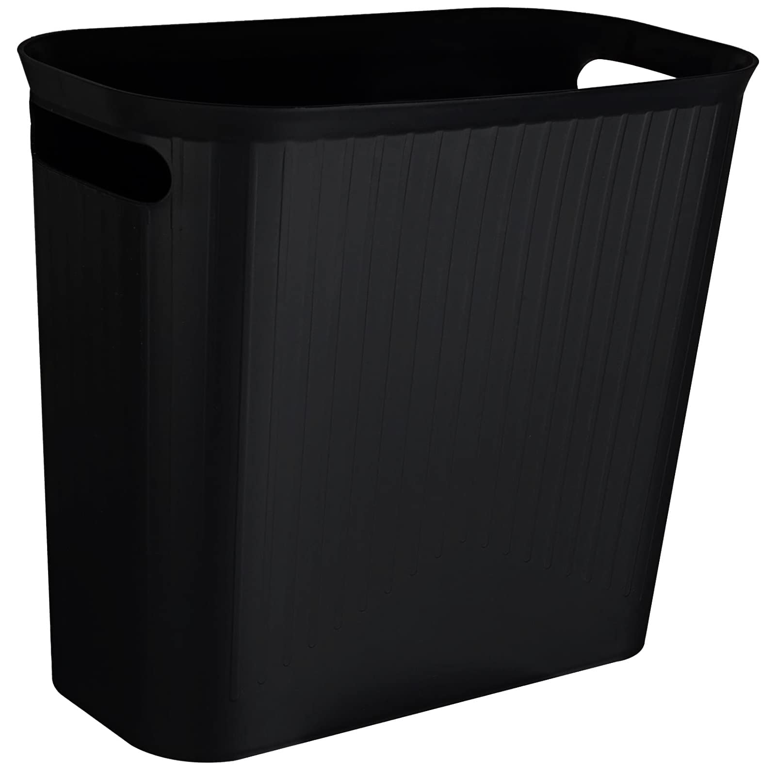 Rejomiik 3.5 Gallon Slim Plastic Trash Can with Handles - Small Waste Basket for Bathroom, Bedroom, Office, Kitchen & Dorm - Space-Saving Rectangular Garbage Bin (Black) | Perfect for Tight Spaces & Home Organization