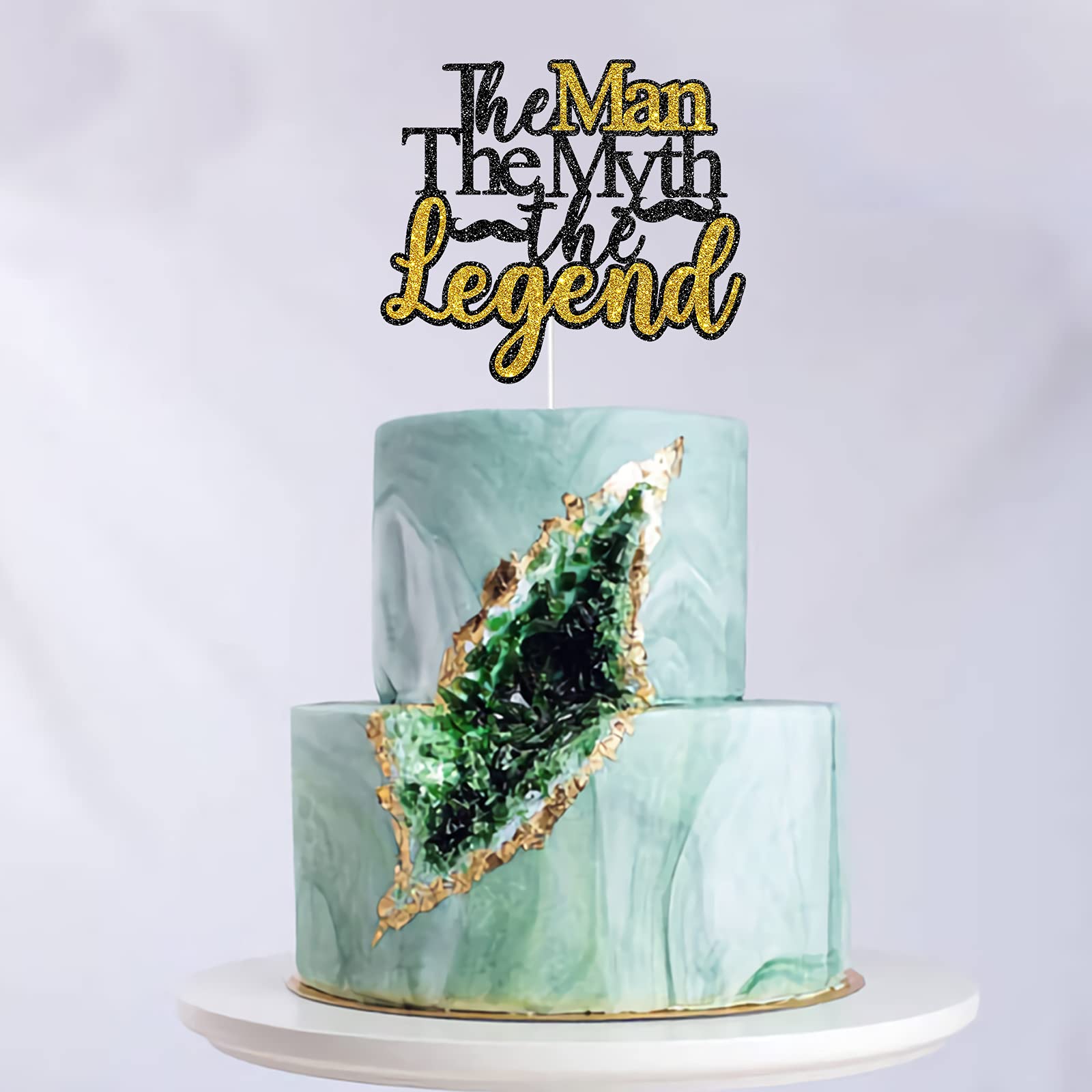The Man The Myth The Legend Cake Topper - Black Glitter Birthday Cake Decorations for Men, Dad, Husband | Perfect for Birthday Parties, Retirement Celebrations & Special Occasions