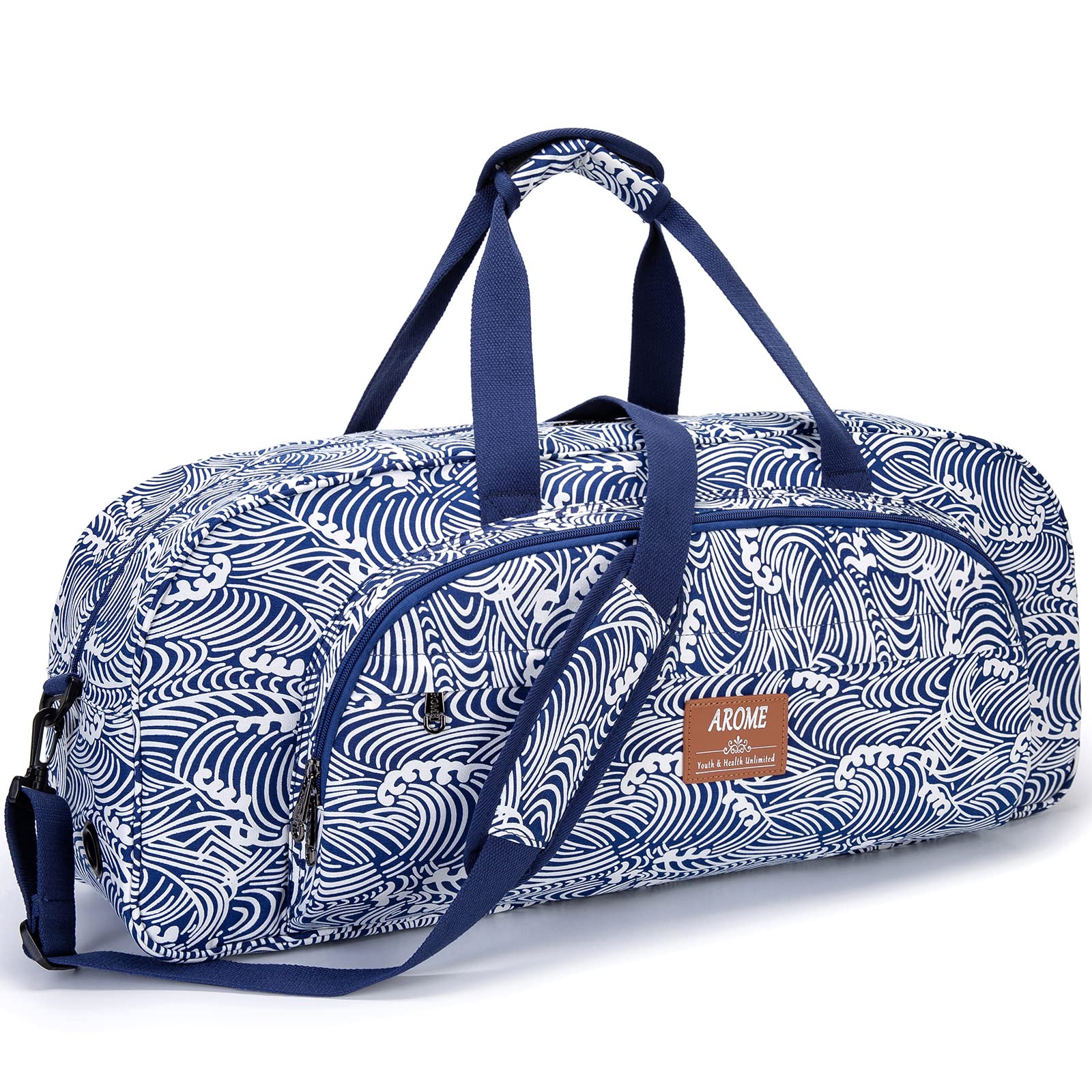 Premium Yoga Mat Bag for Women & Men - Large Canvas Gym Tote with Wet Pocket, Shoulder Strap & Mat Strap - Fits 1/4