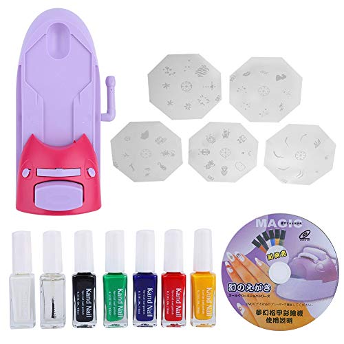 Professional Nail Art Printer Kit - DIY Manicure Stamp Plate, Drawing & Printing Enamel Set for Creative Nail Designs | Perfect for Home Salons, Nail Artists & DIY Enthusiasts | Portable Nail Pattern Stamper Machine with 50+ Designs