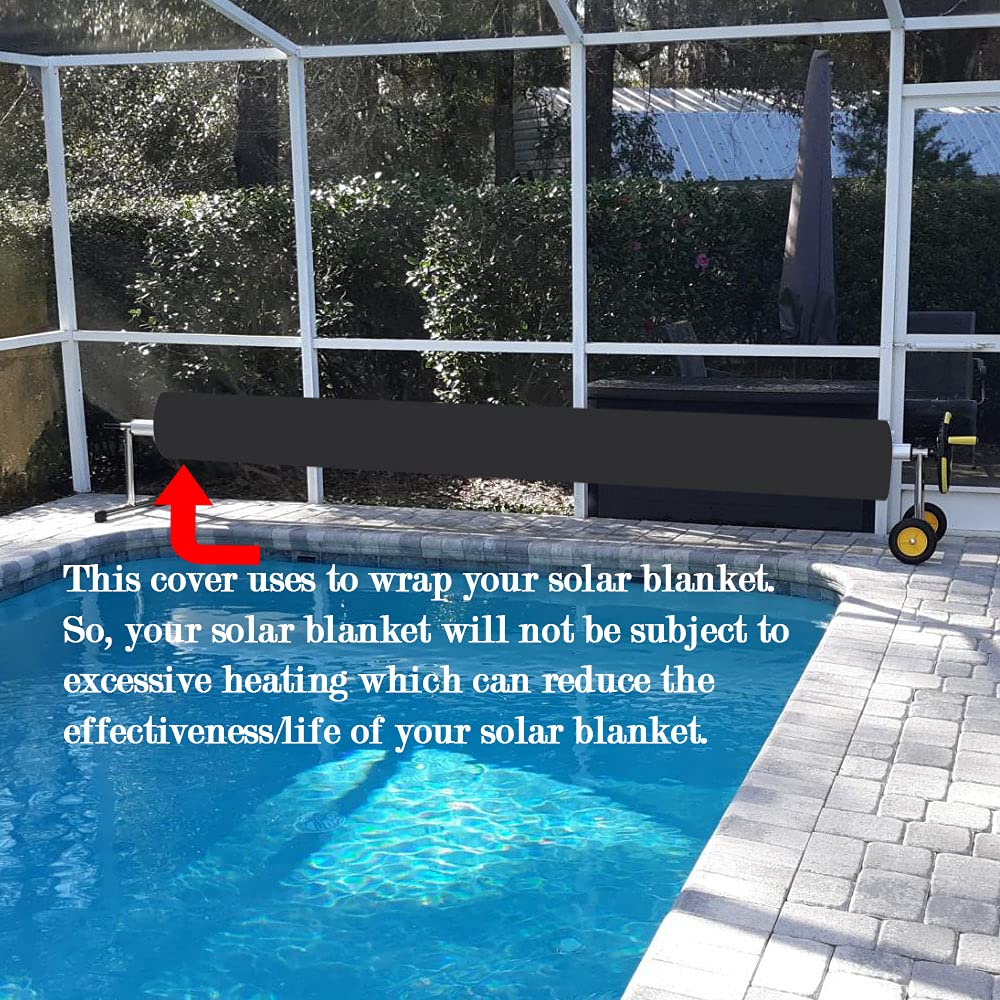 20ft Solar Pool Cover Reel - Heavy Duty Winter Protective Blanket for Inground Swimming Pools | Black UV-Resistant Cover | Extends Swimming Season & Reduces Heat Loss