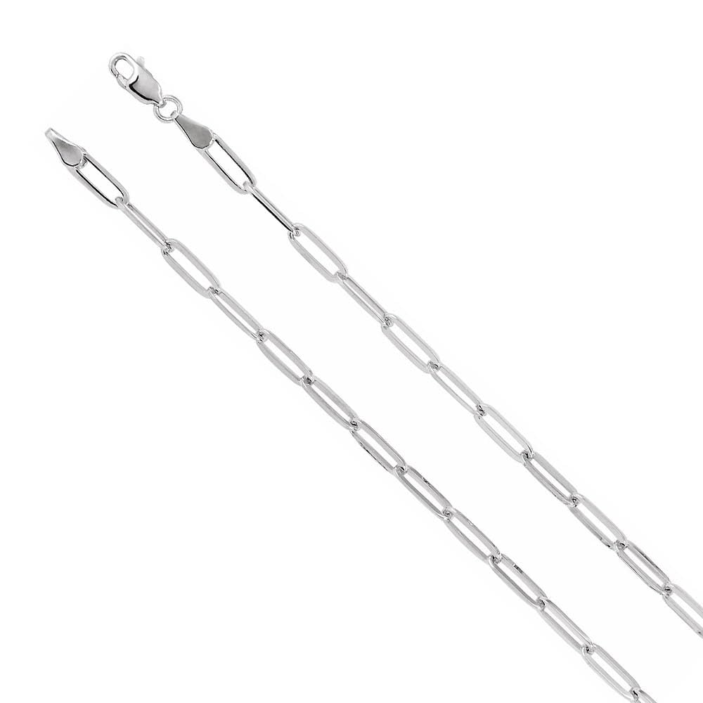 The Black Bow 14k White Gold 3.75mm Elongated Flat Cable Chain Necklace - Perfect for Weddings, Anniversaries, and Special Occasions