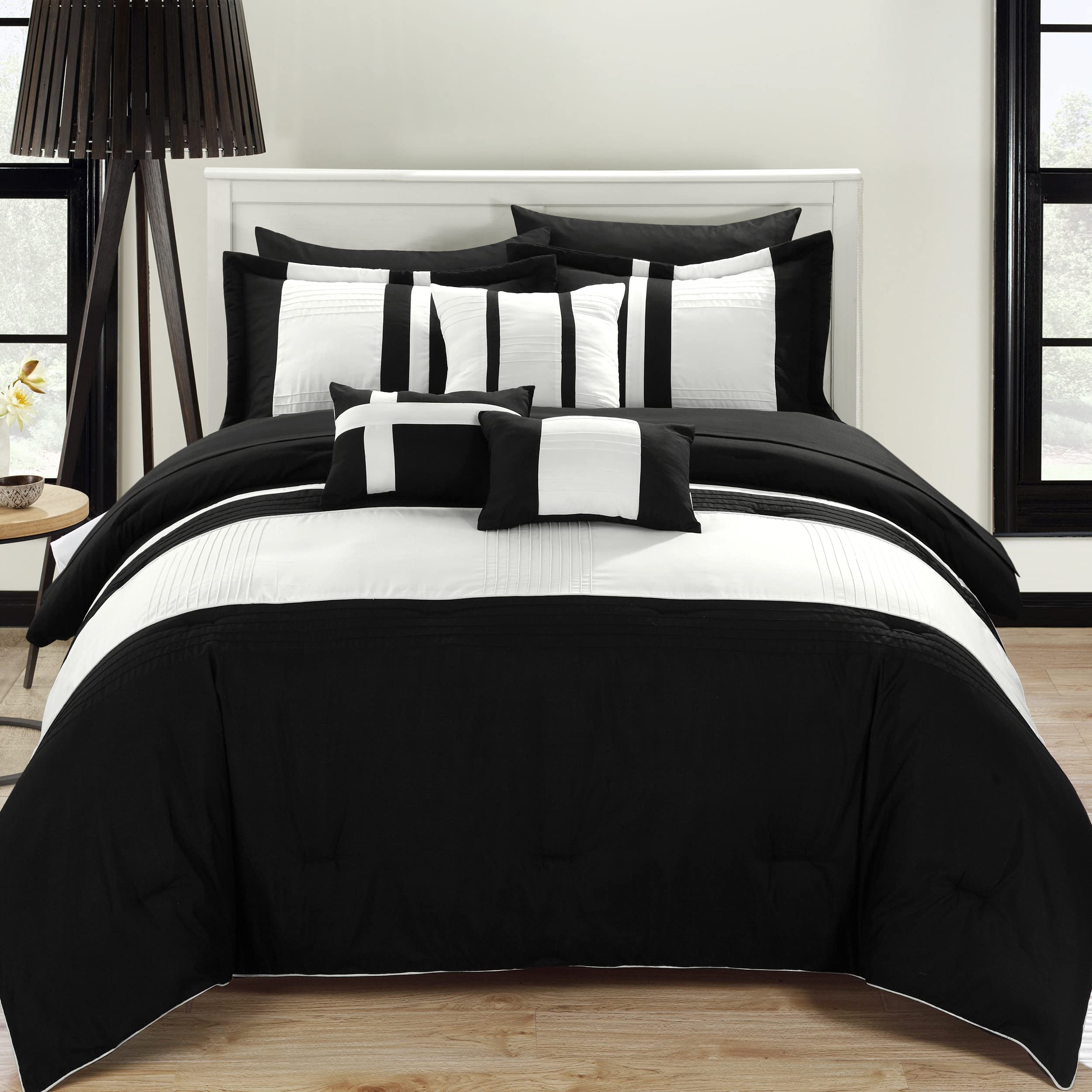 Chic Home 10-Piece Fiesta Bed-in-a-Bag Comforter Set - King Size Black Bedding Set for Modern Bedrooms | Perfect for Master Bedroom, Guest Room & Dorm Decor