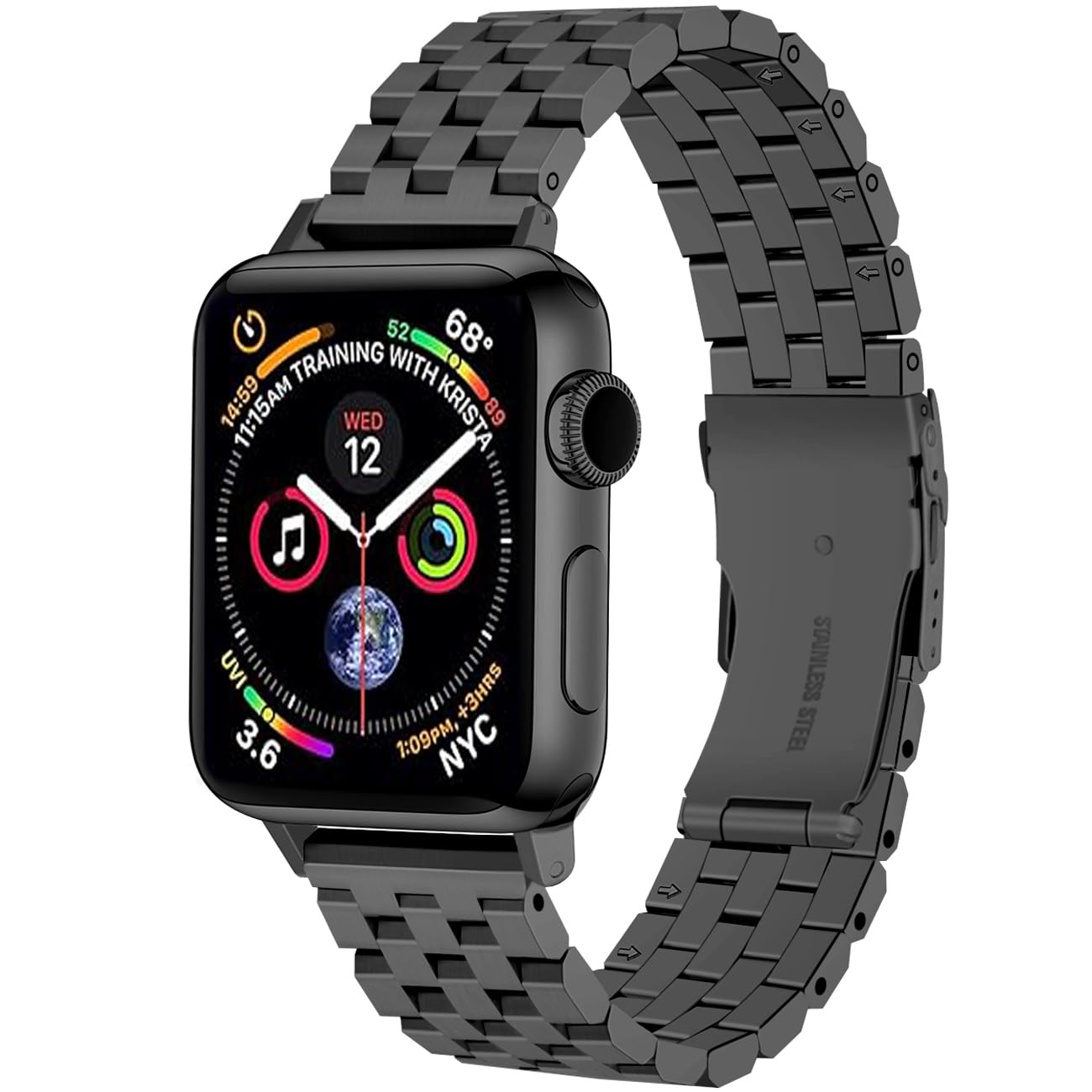 Premium Stainless Steel Apple Watch Band - Compatible with Apple Watch Ultra/Ultra 2, Series 9/8/7/6/5/4/3/2/1 & SE (38mm/40mm/41mm/42mm/44mm/45mm/49mm) - Durable Metal Strap for Men & Women - Perfect for Workouts, Office & Everyday Wear