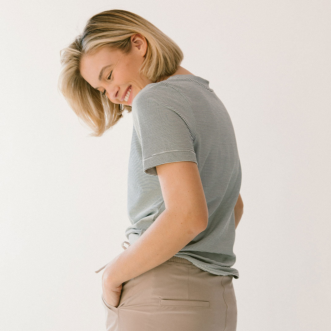 Trendy Boyfriend Tee with Sweet Stripes - Casual Comfort for Women | Perfect for Everyday Wear, Date Nights & Relaxing Weekends