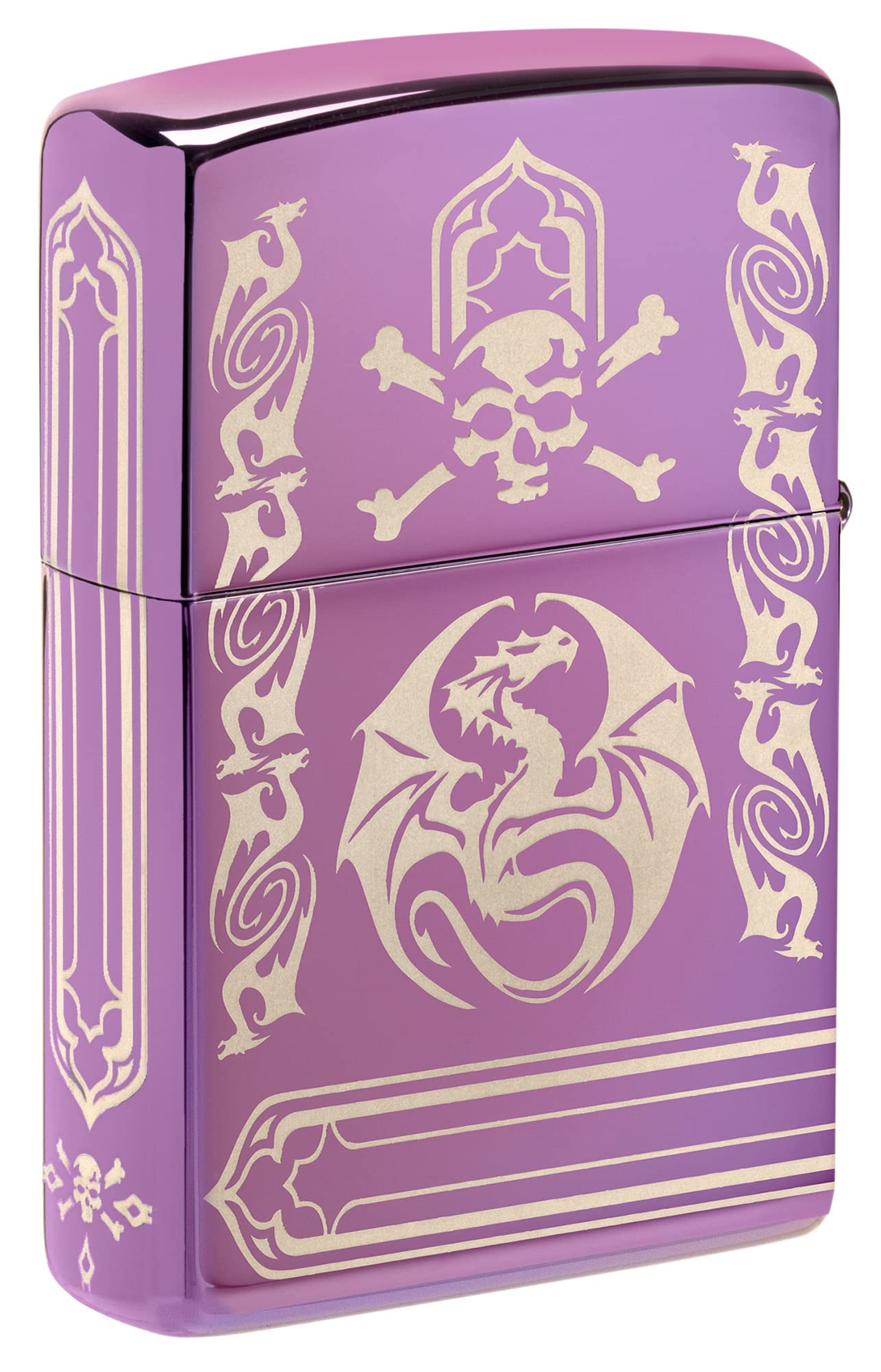 Zippo Anne Stokes Laser 360 High Polish Purple Pocket Lighter - Gothic Design Windproof Refillable Lighter for Collectors, Smokers & Outdoor Use (Camping, Hiking, Survival)