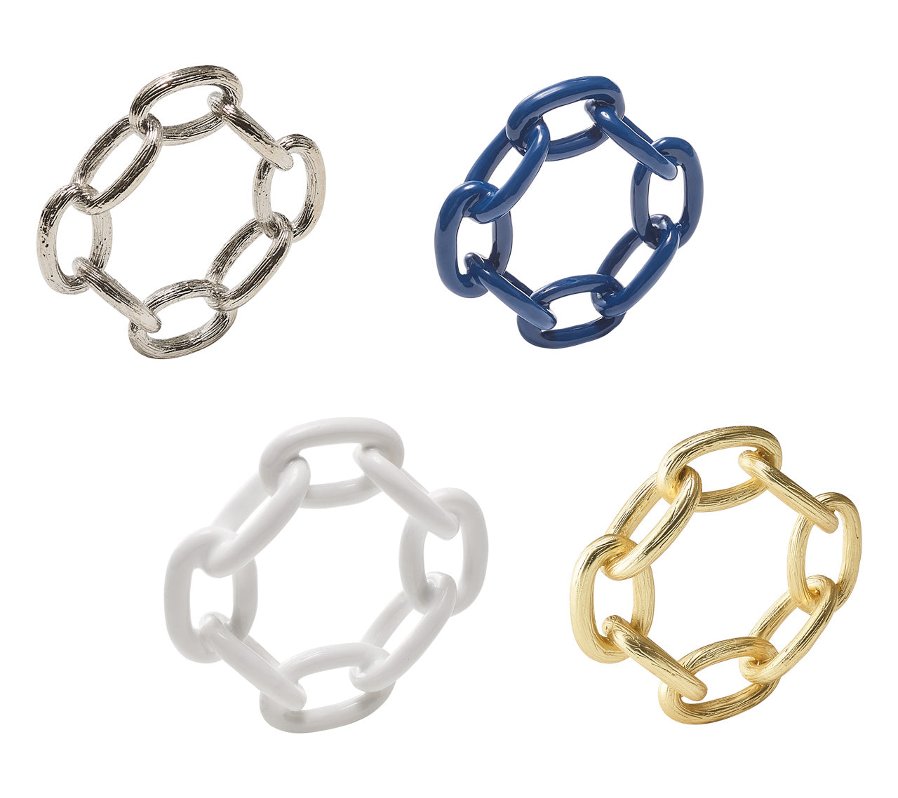 Elegant Chain Link Napkin Rings Set of 4 - Premium Stainless Steel Tableware Accessories for Wedding, Party, and Fine Dining Decor
