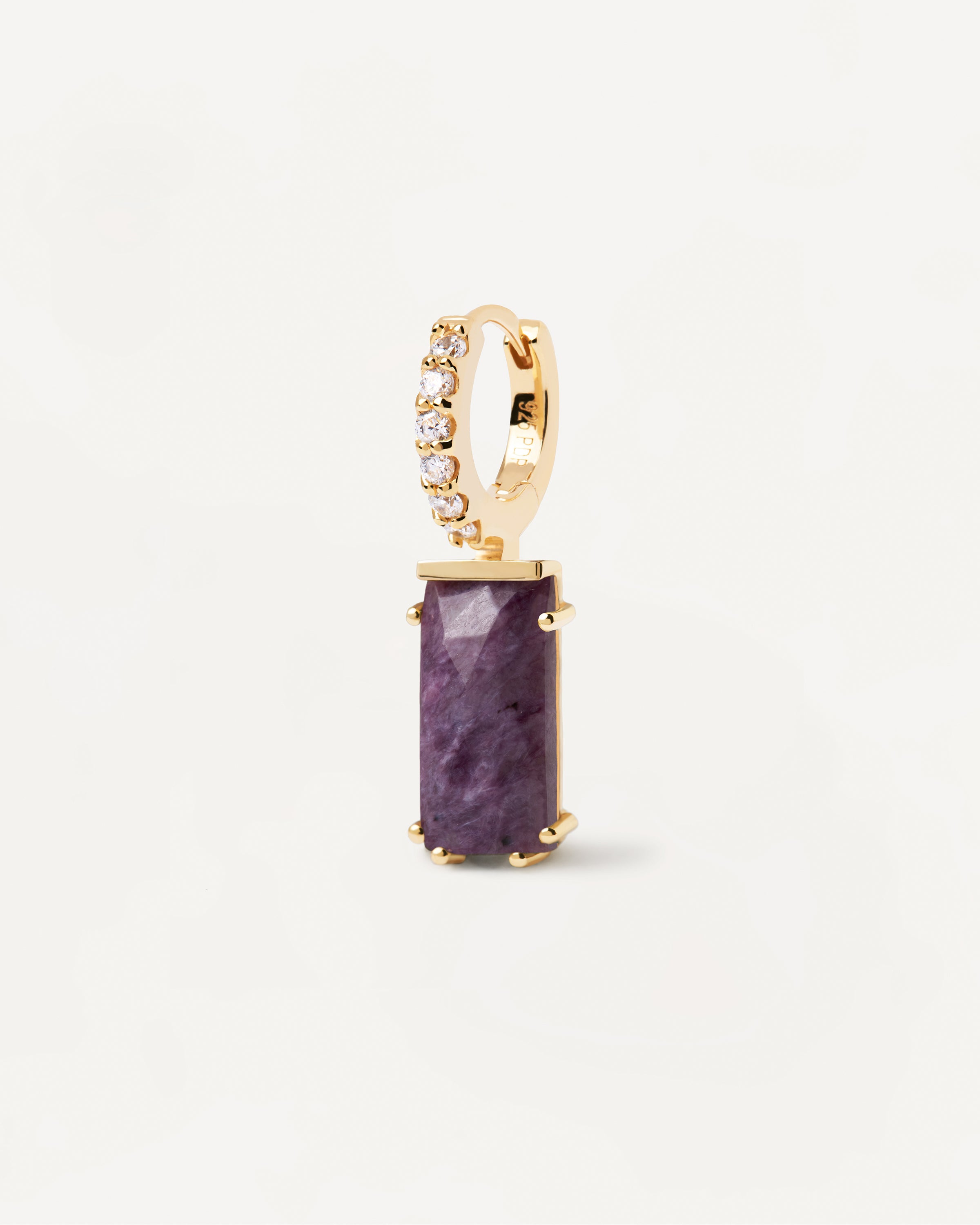 Kaori Charoite Single Earring - Handmade Purple Gemstone Jewelry for Women - Perfect for Parties, Weddings & Special Occasions