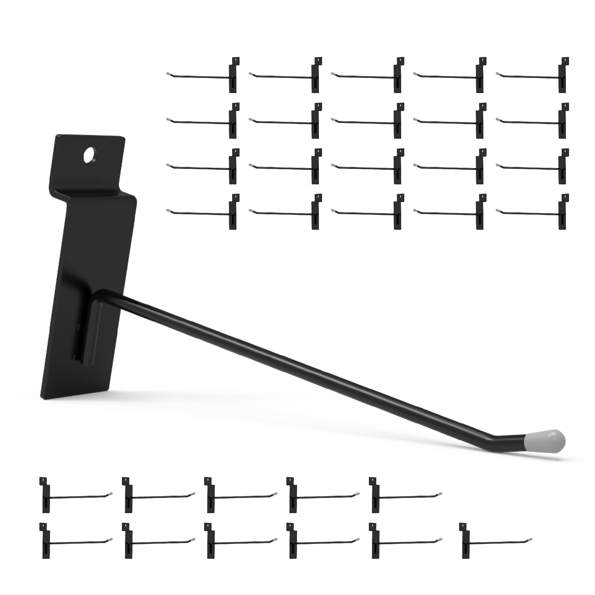 32PC Heavy Duty 6 Inch Slatwall Hooks - Commercial Grade Retail Display Hooks for Store Fixtures, Slatwall Accessories - Perfect for Organizing Retail Shelves, Boutique Displays & Garage Storage