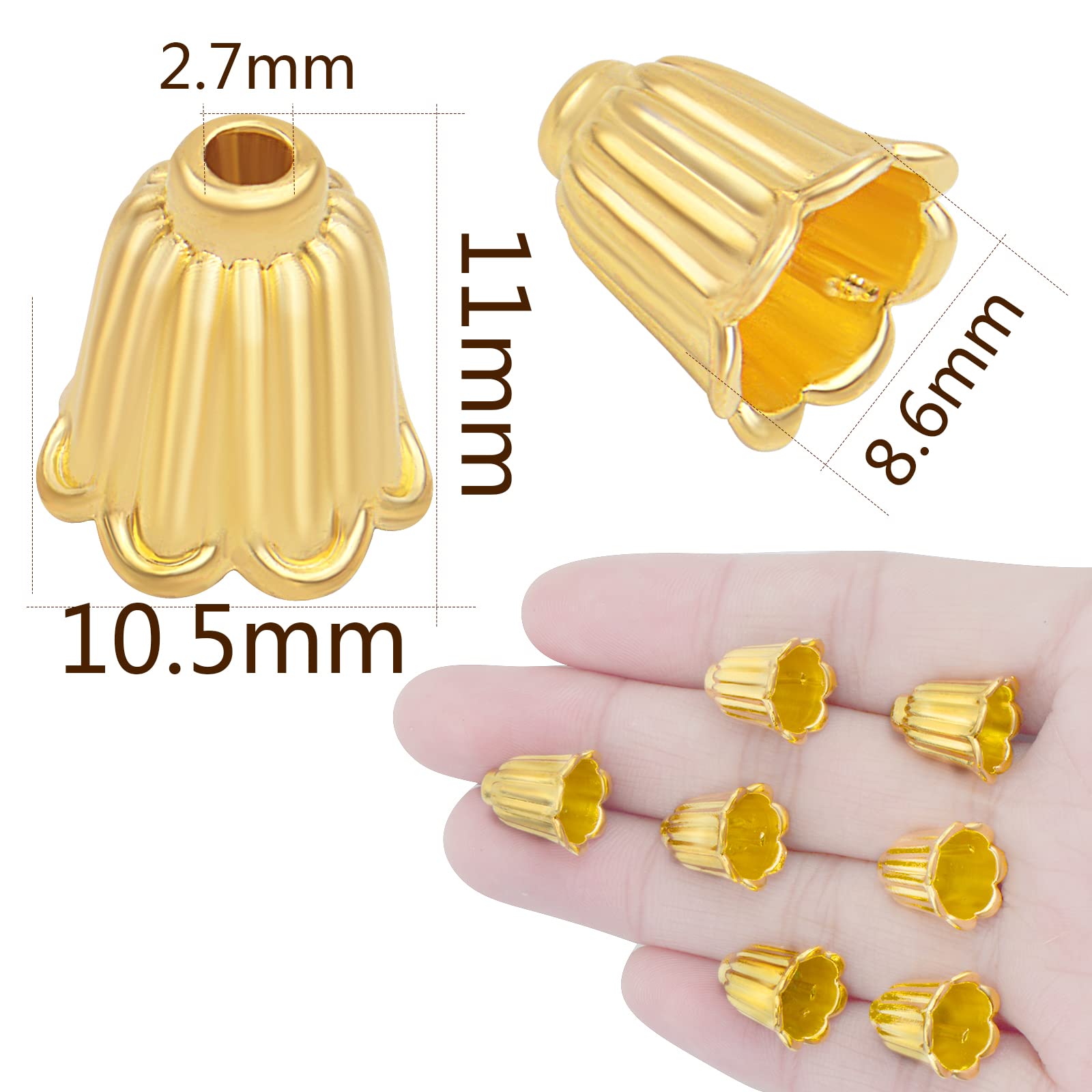 100pcs Alloy Flower Beads Caps & Spacer Beads for DIY Jewelry Making - Gold Tone Flower End Caps, Loose Beads for Earrings, Bracelets, Necklaces - Perfect for Crafting, Gift Making & Boho Style Accessories