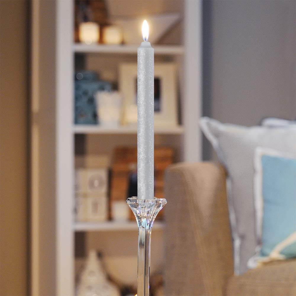 Root Candles Unscented Arista Timberline 9-Inch Dinner Candles (12-Pack, Platinum) - Perfect for Romantic Dinners, Holiday Decor & Special Occasions