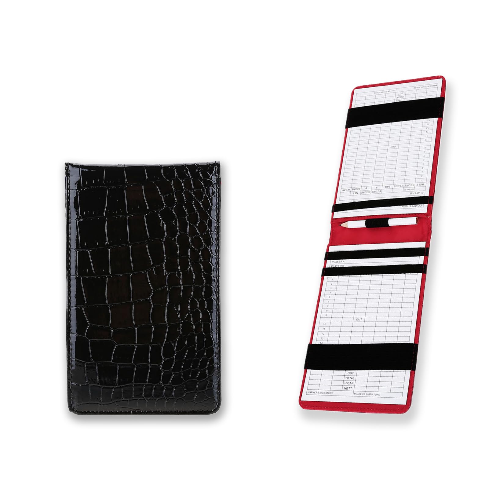 Premium Leather Golf Scorecard Holder & Yardage Book Cover - Pencil Slot & Back Pocket Fit - Ideal Golf Accessories Gift for Men & Women - Perfect for Course Play & Tournament Use