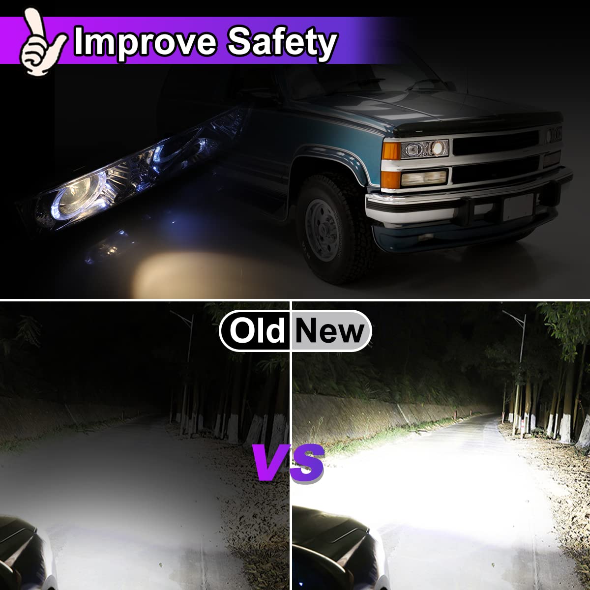 Nixon Offroad Headlights for Chevy Suburban Tahoe Blazer Yukon 1992-2000 - DRL High Low Beam Replacement for Off-Roading & Night Driving