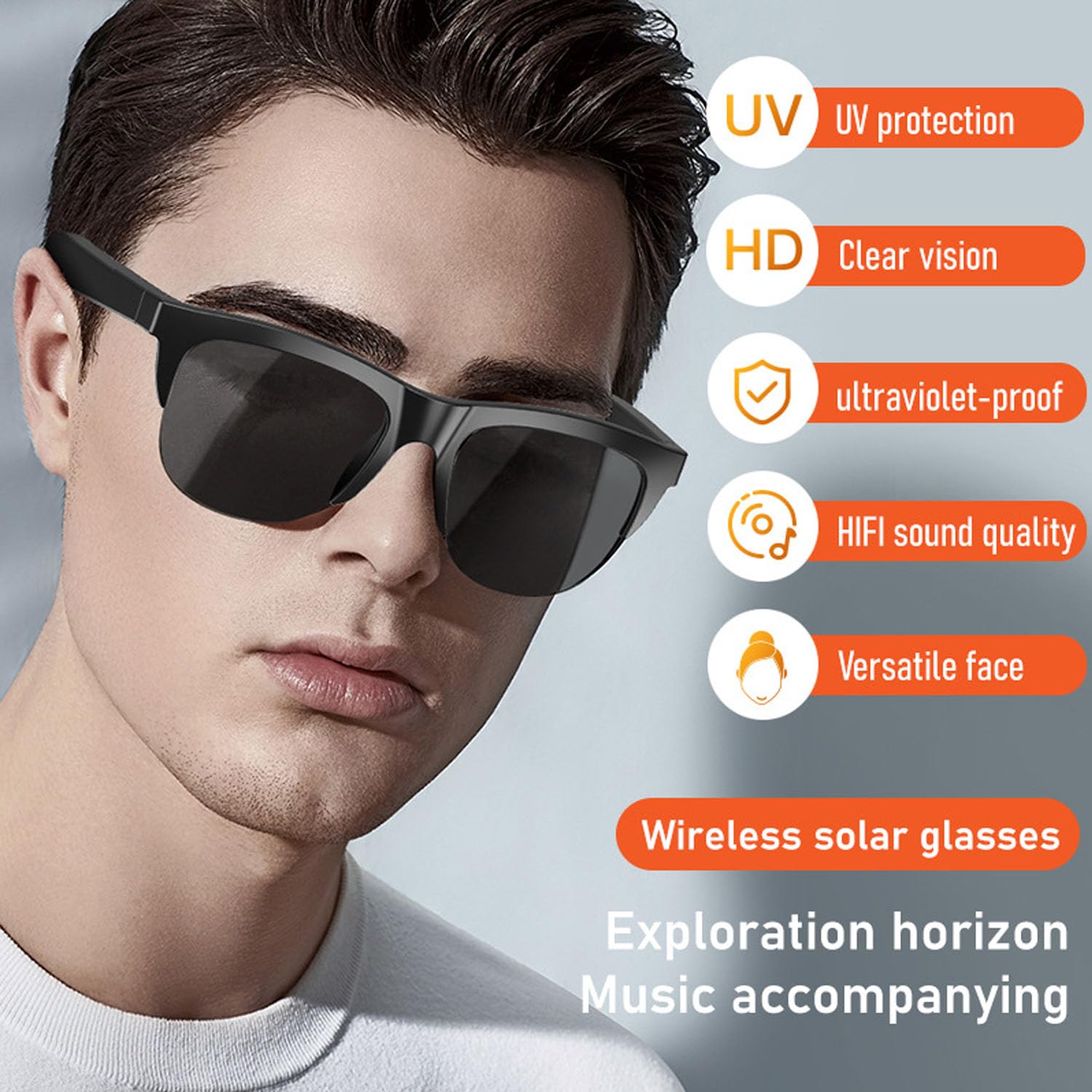 2024 Upgraded Bluetooth Sunglasses with Built-in Mic & Speakers - Wireless Smart Glasses for Music, Calls & Outdoor Activities - Perfect for Running, Cycling & Travel