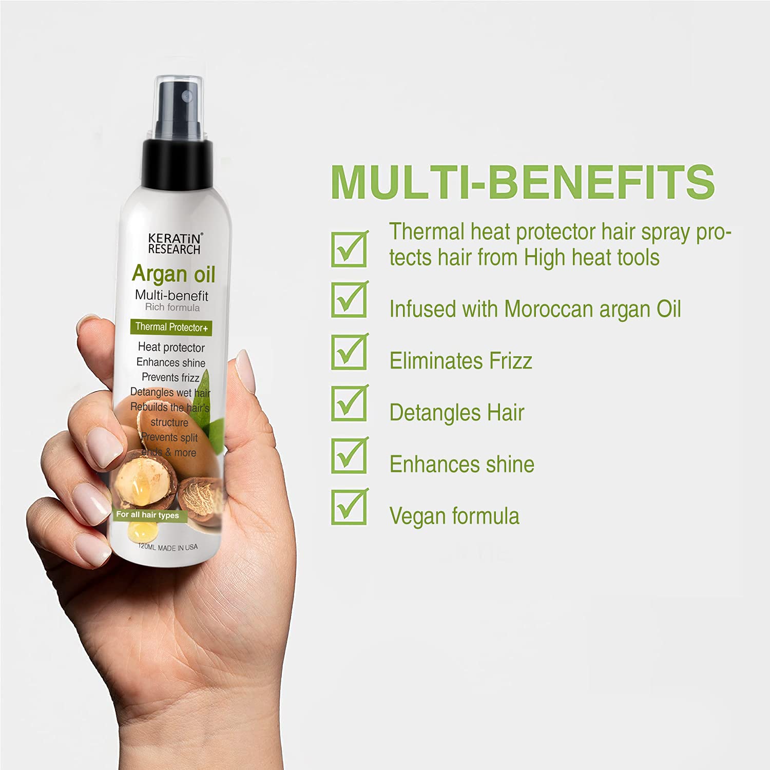 Brazilian Keratin Hair Treatment with Argan Oil – Professional Blowout for Straightening & Smoothing – Thermal Protection Spray for Frizz-Free, Shiny Hair – Perfect for Salons, Home Use & Damaged Hair Repair