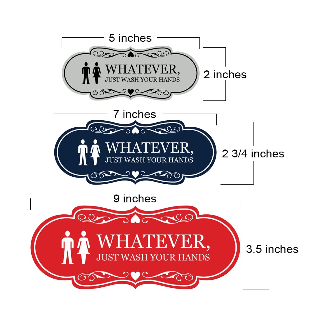 Stylish Brushed Gold Novelty Restroom Sign - 'Designer Whatever, Just Wash Your Hands' Funny Bathroom Decor for Home, Office, or Cafe