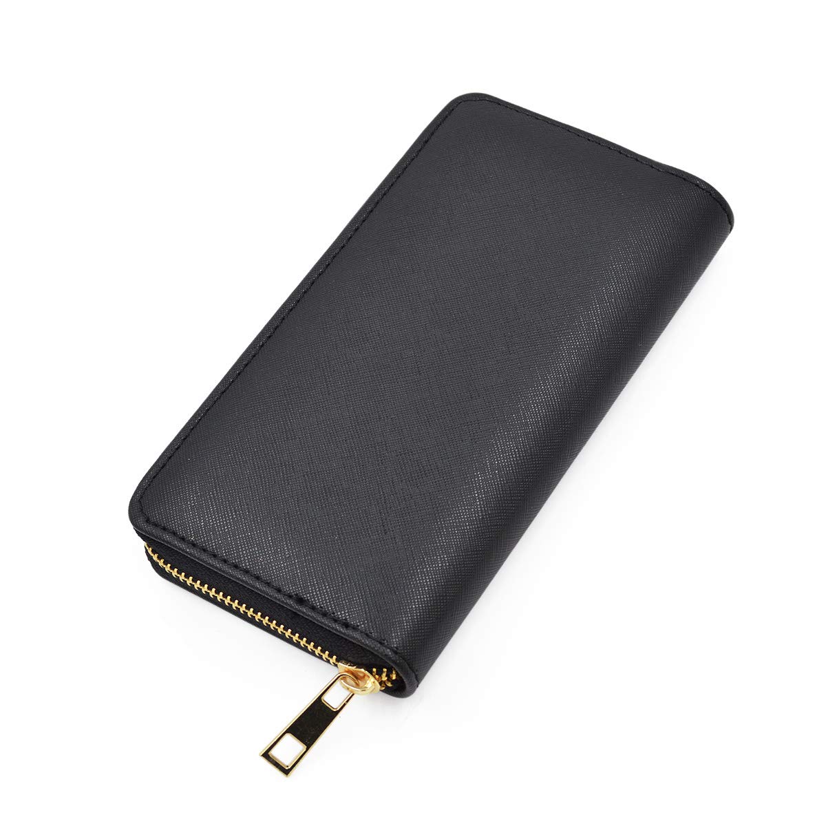 Premium Vegan Saffiano Leather Zip Around Wallet for Women & Men - RFID Blocking Slim Bifold Wallet with Multiple Card Slots - Perfect for Travel, Business & Everyday Use