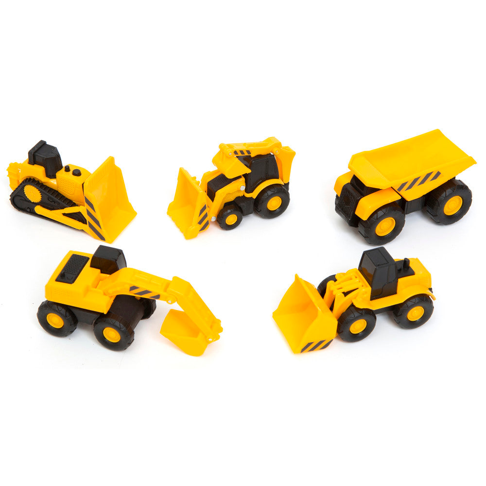Boley Mini Construction Fleet 5-Piece Set - Yellow & Black Toy Vehicles for Kids | Realistic Construction Playset for Pretend Play & Learning
