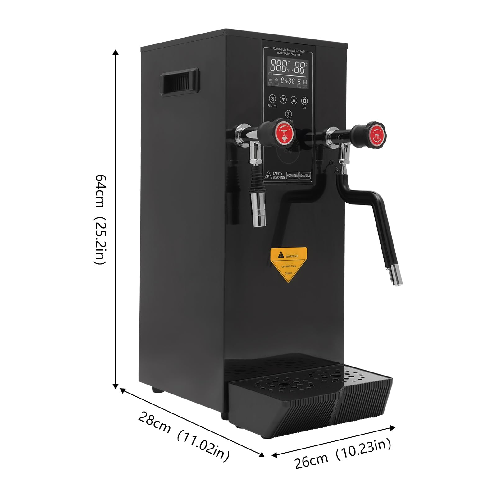 12L/3.2Gal Commercial Electric Steam Water Boiler with LCD Screen - 0.1-4.0 Bar Adjustable Pressure, 304 Stainless Steel, 1-12H Timer - Perfect for Office, Cafe, Hotel & Restaurant Hot Water Dispensing