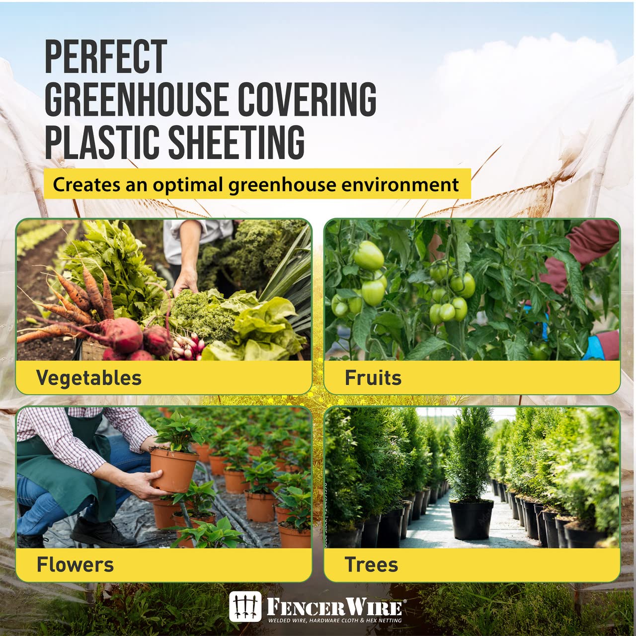 6 mil Clear UV-Resistant Greenhouse Plastic Sheeting - 32' x 50' Polyethylene Film for Hoop House, Horticulture & Farming | 90% Light Transmittance | Durable Cover for Gardening, Agriculture & Plant Protection