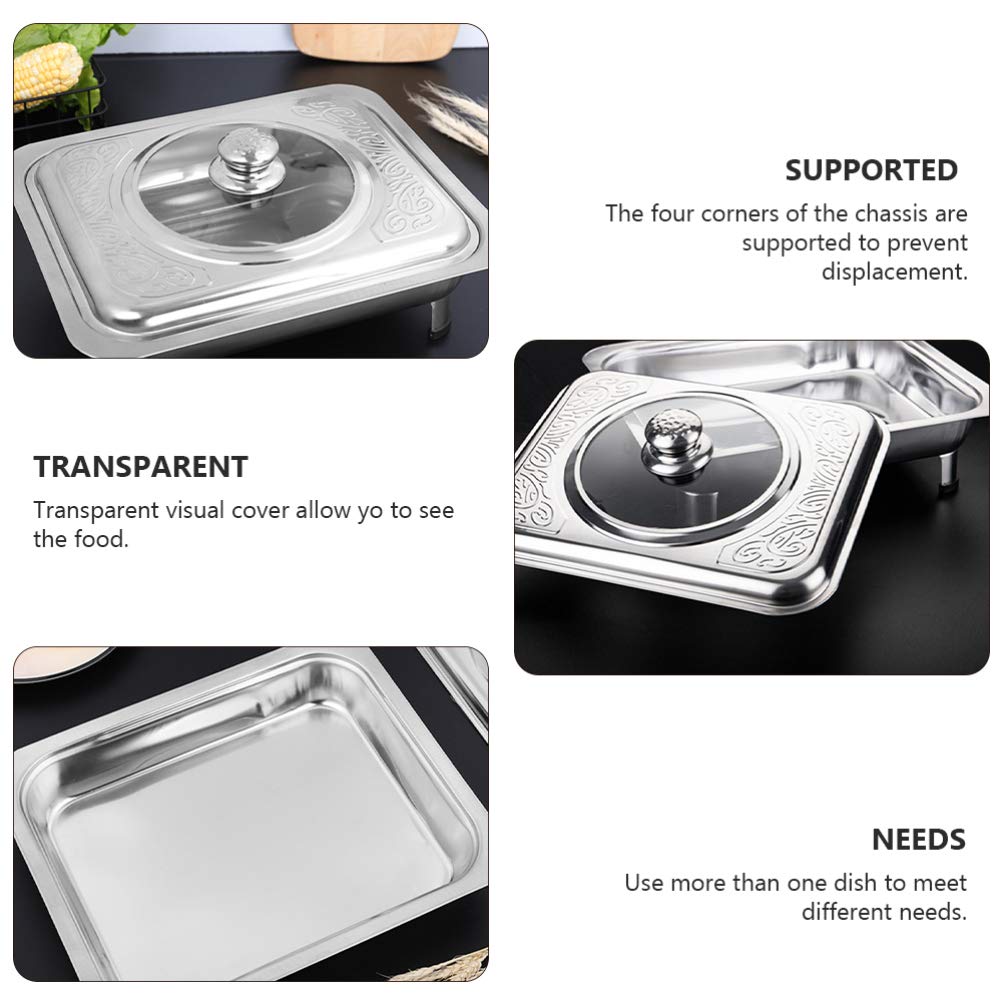 Premium Stainless Steel Rectangular Food Tray - Hemoton 1-Piece Dinner Plate, Fruit & Snack Serving Dish for Kitchen, Dining, Buffet, Party & Catering