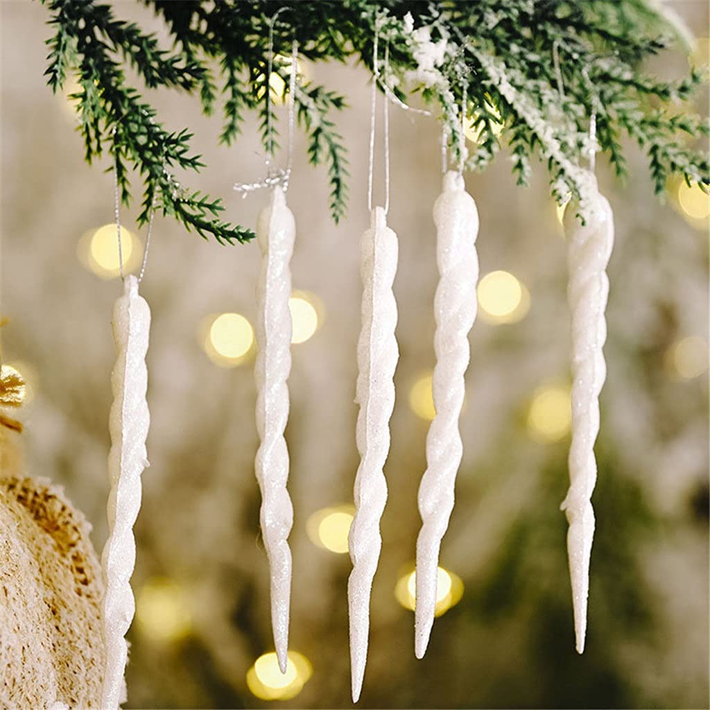 10pcs Christmas Fake Icicle Decorations - Realistic Simulation Ice Xmas Tree Hanging Ornaments for Winter Frozen Party, New Year & Holiday Decor - Perfect for Indoor/Outdoor Christmas Tree, Home, Office & Party Decorating