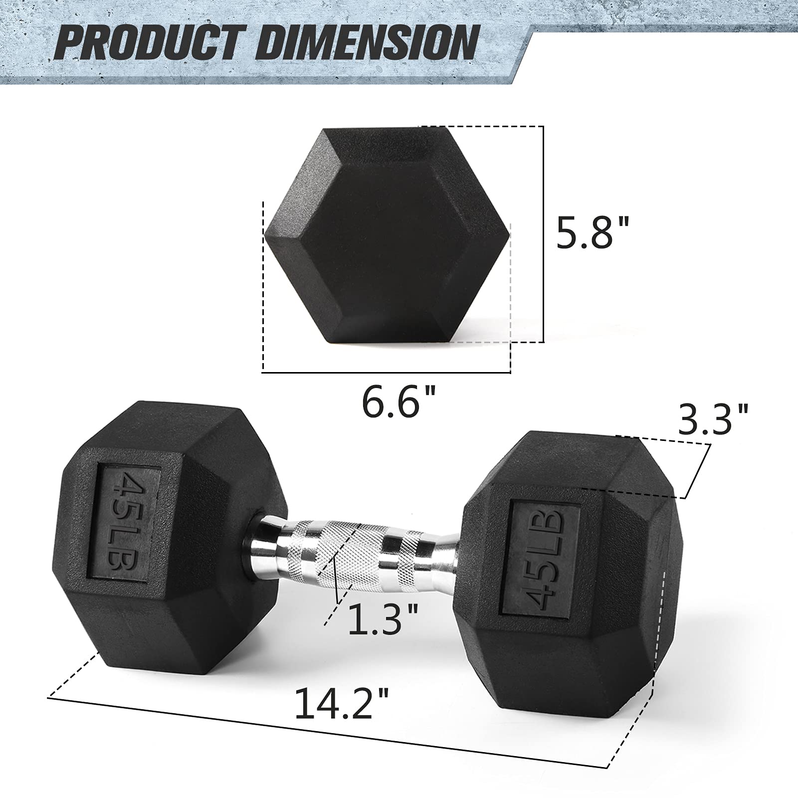 RitFit 5-300LBS Rubber Encased Hex Dumbbell Set with Optional Rack - Home Gym Strength Training Equipment, Non-Slip Coated Hand Weights for Workouts, CrossFit & Weightlifting - Perfect for Home Fitness, Garage Gym & Personal Training