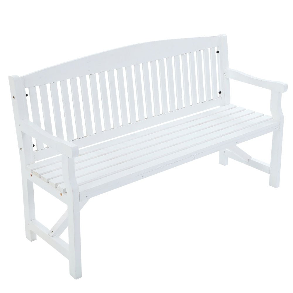 5FT Outdoor Garden Bench - 3 Seat Wooden Patio Furniture in White for Backyard, Porch, and Garden Relaxation