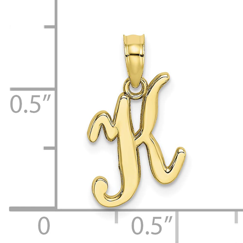 10K Yellow Gold Initial Charm Pendant - Personalized Script Letter Jewelry for Necklace - Perfect Gift for Women, Mom, Wife, Daughter (Birthday, Anniversary, Valentine's Day)
